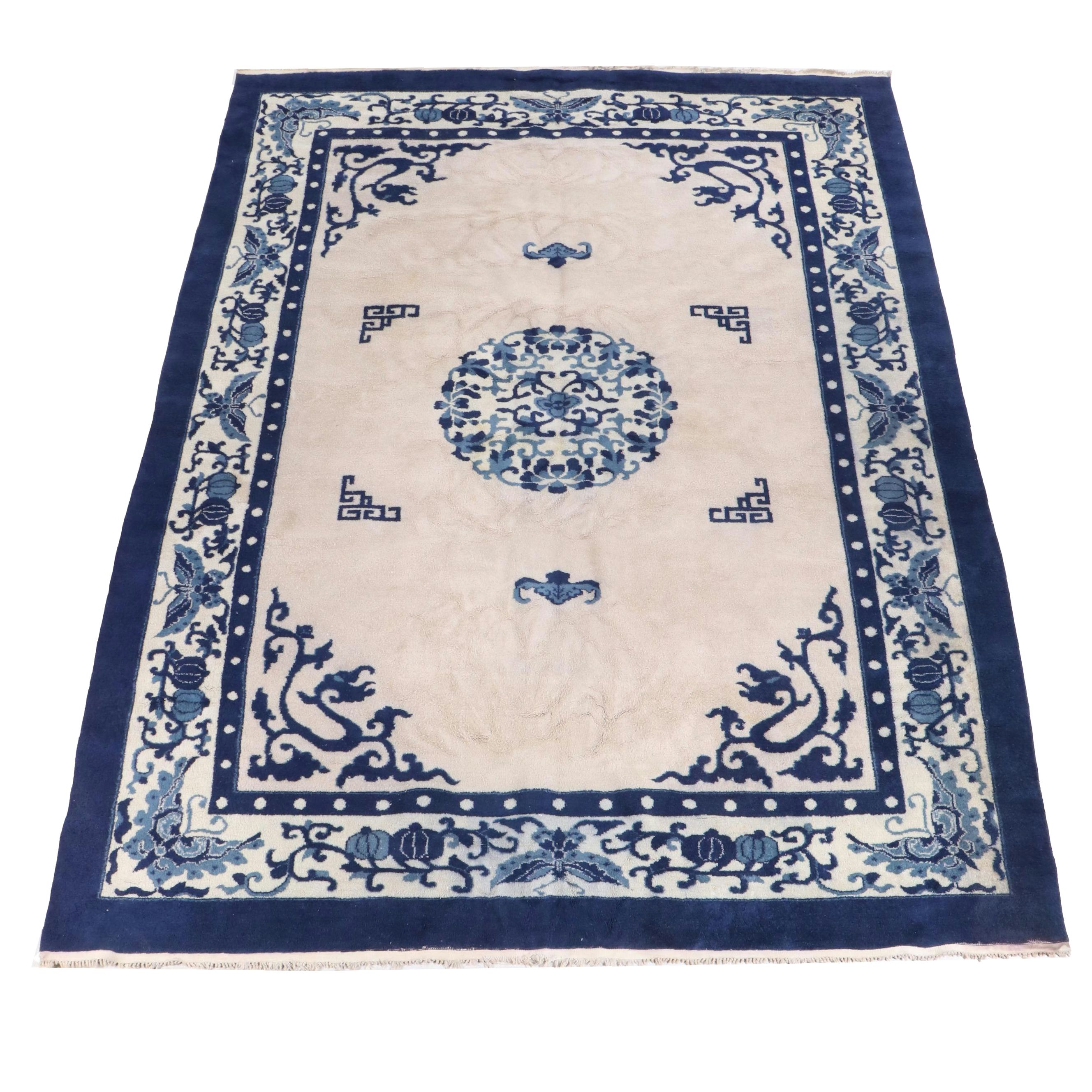 8'11 x 12'2 Hand-Knotted Contemporary Chinese Art Deco Style Area Rug