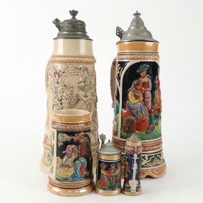Hand-Painted Ceramic Beer Stein with German Ceramic Beer Stein and More