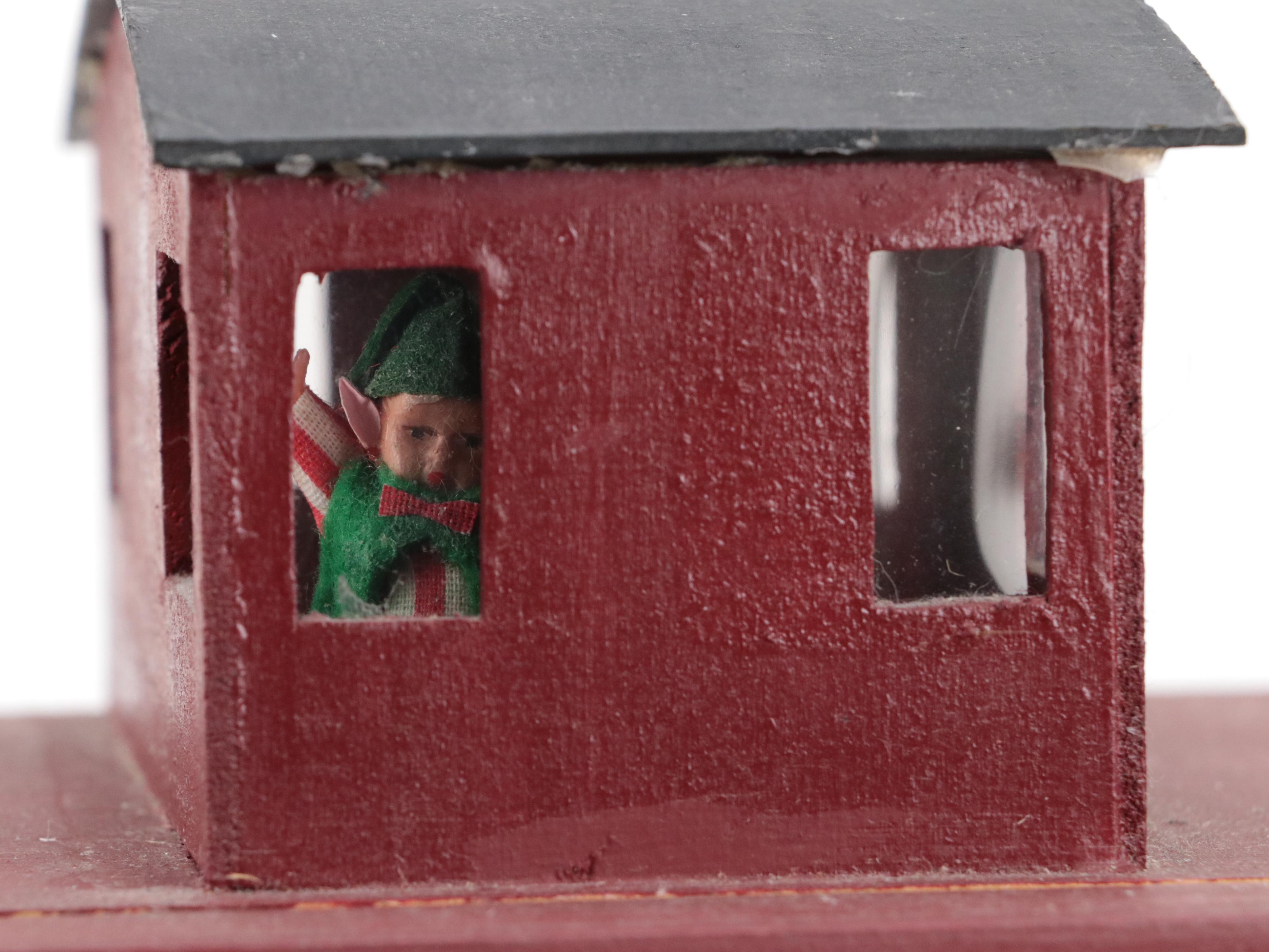 Handcrafted Christmas Living Room Diorama in Train Car, Vintage