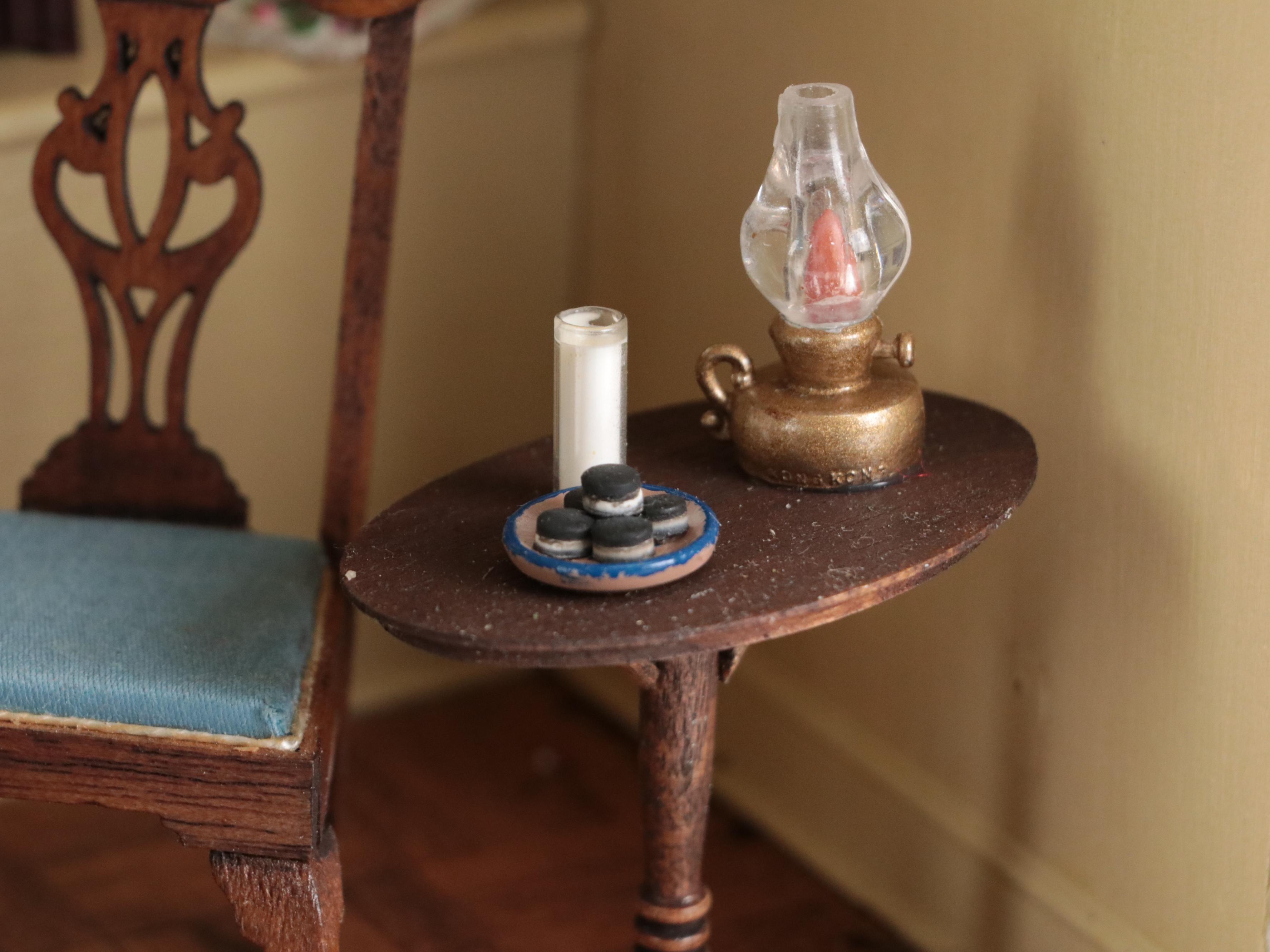 Handcrafted Christmas Living Room Diorama in Train Car, Vintage