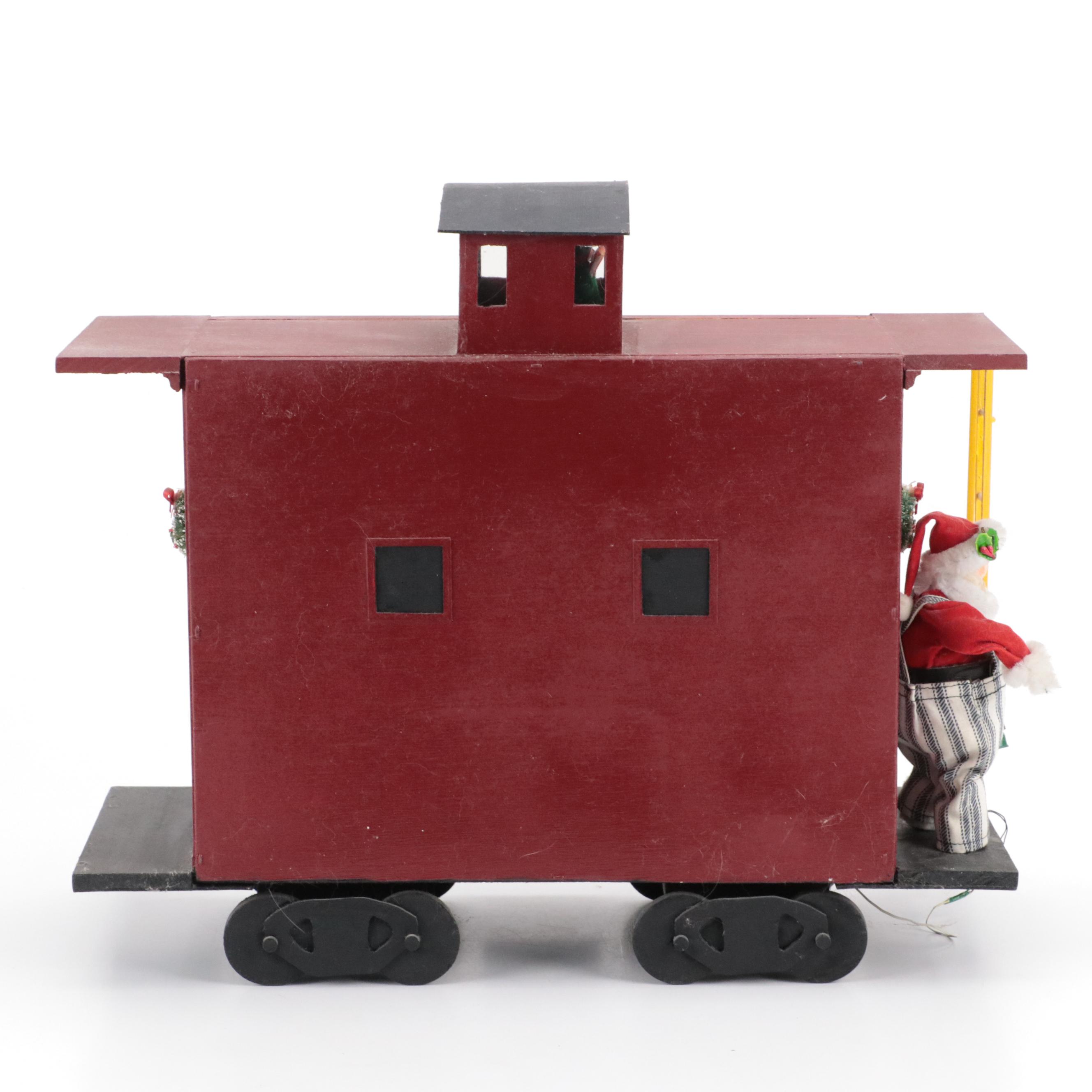 Handcrafted Christmas Living Room Diorama in Train Car, Vintage