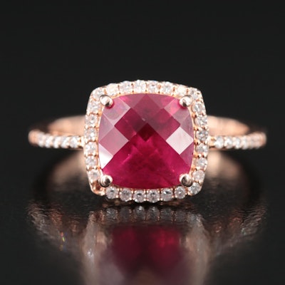 14K Rose Gold Ruby and Diamond Ring