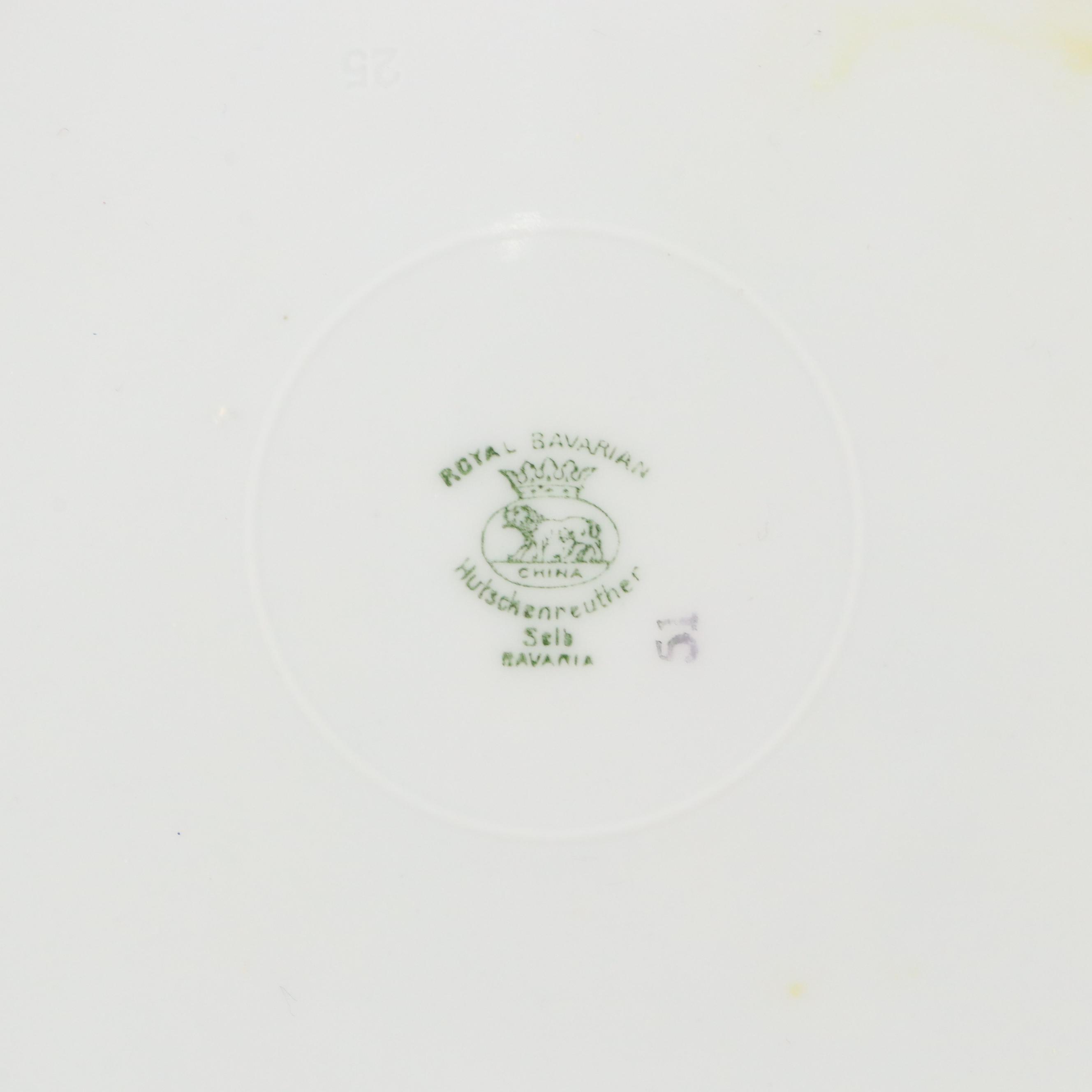 Hutschenreuther Floral and Gold Scroll Motifs Porcelain Dinner Plates