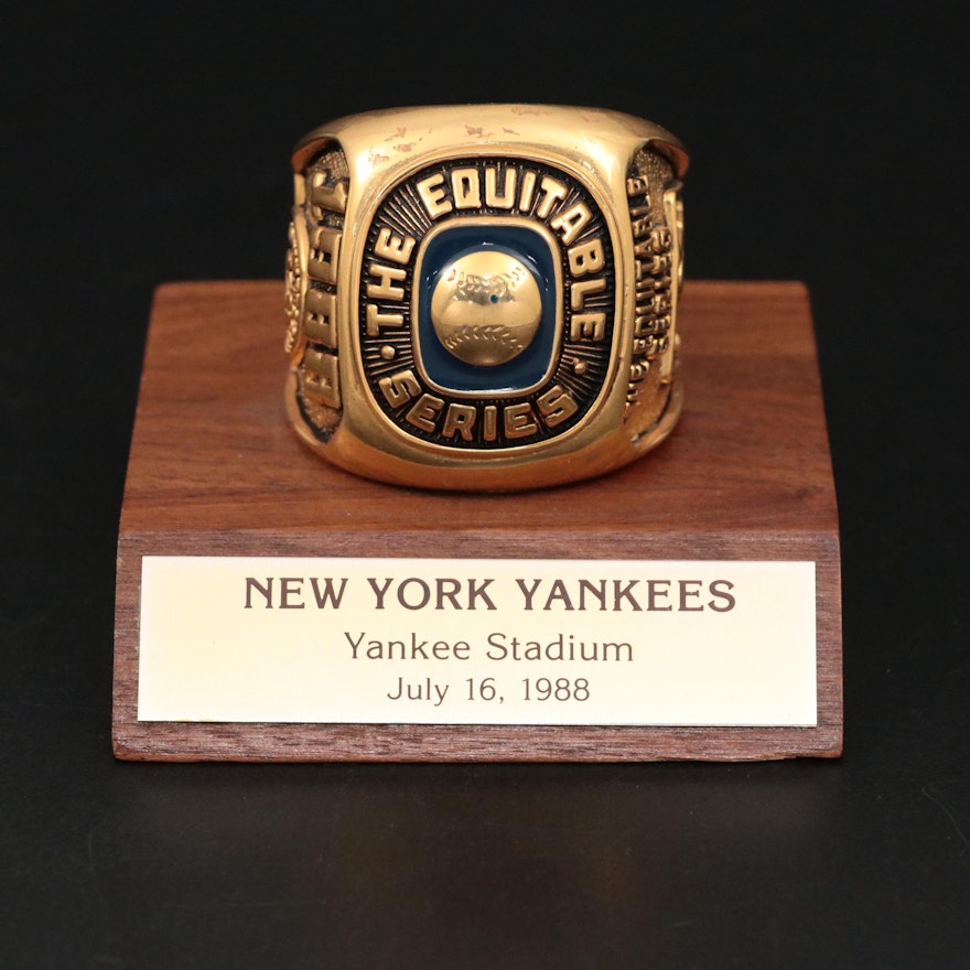 New York Yankee's Equitable Old Timer's Series Commemorative Ring on Stand, 1988