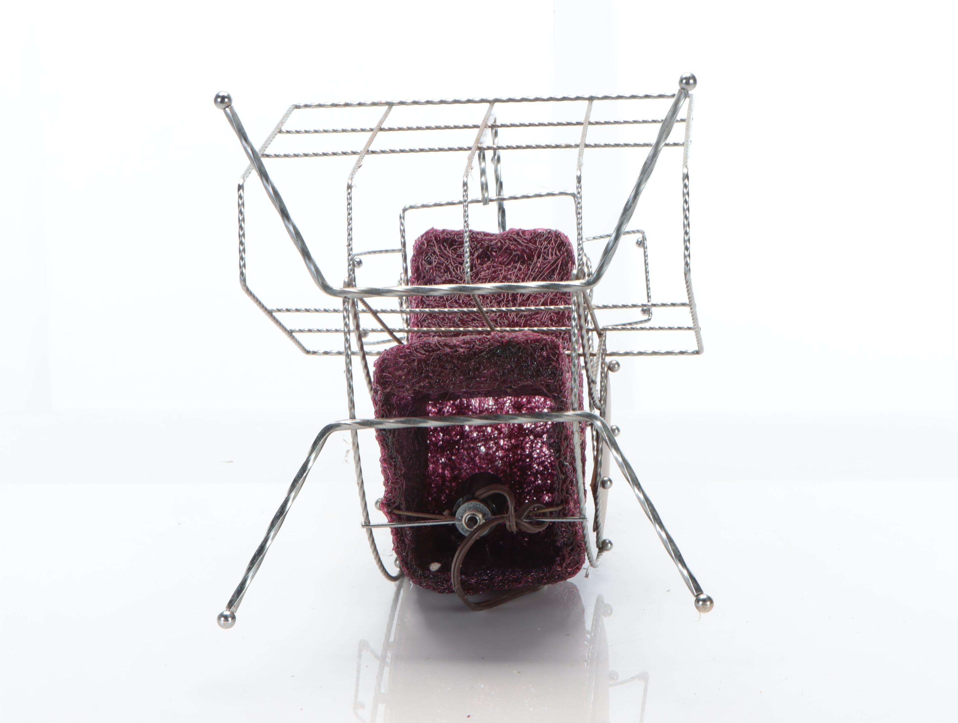 Metal Combination Smoking Stand and Magazine Rack with Moon Spaghetti Lamp