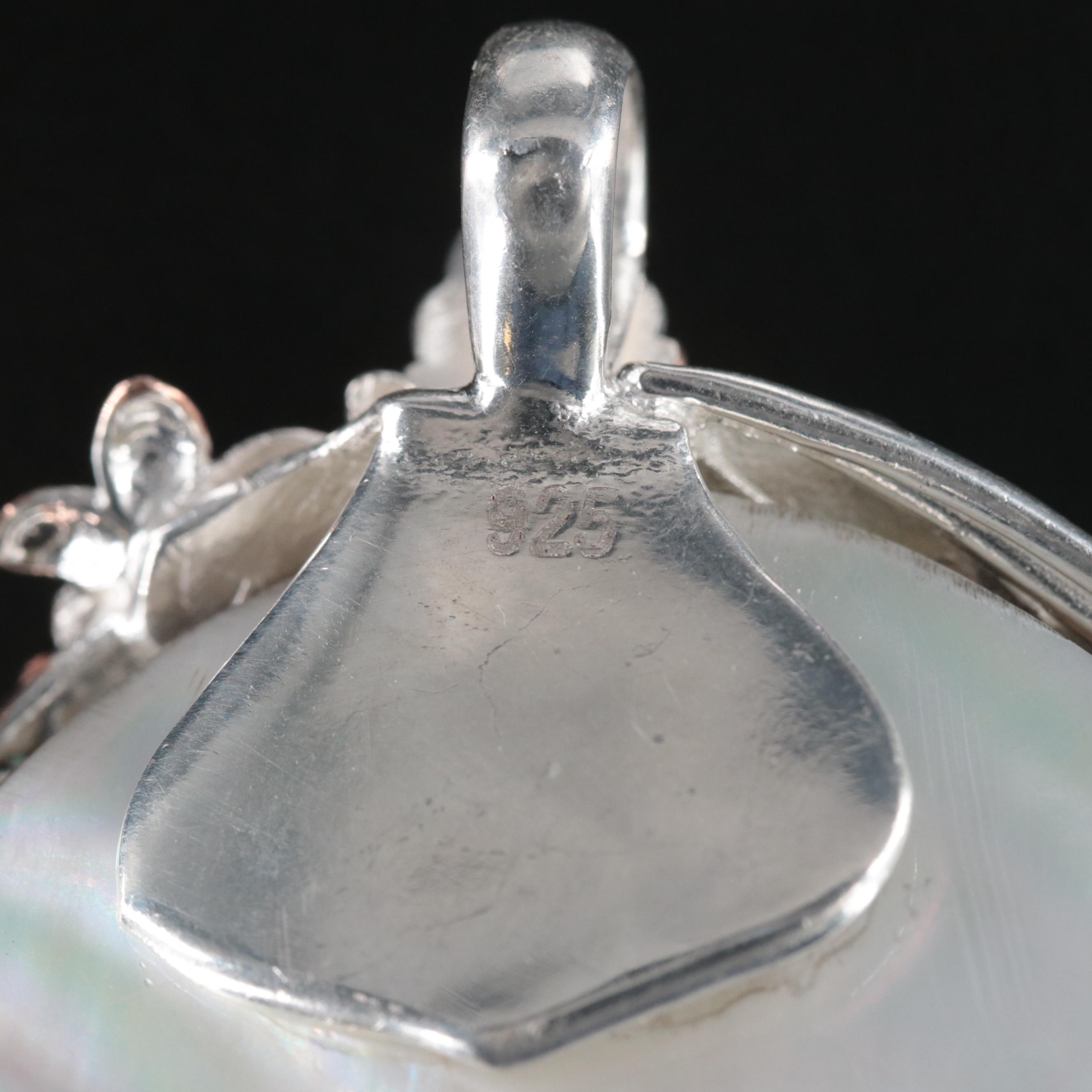 Sterling Abalone, Mother-Of-Pearl and Pearl Mermaid Pendant