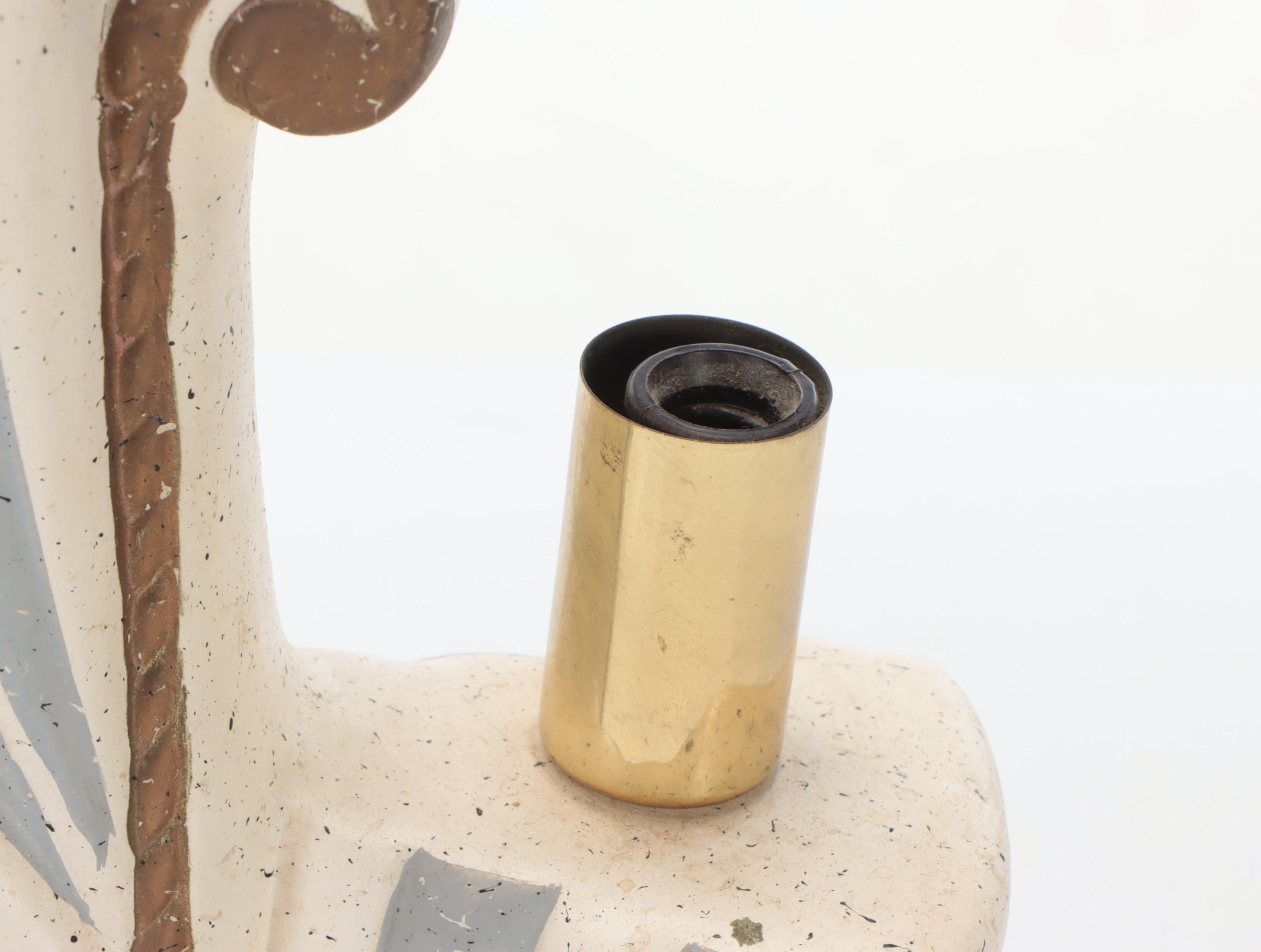 Majestic Lamp Co. MCM Atomic Chalkware Lamps With Fiberglass Shades