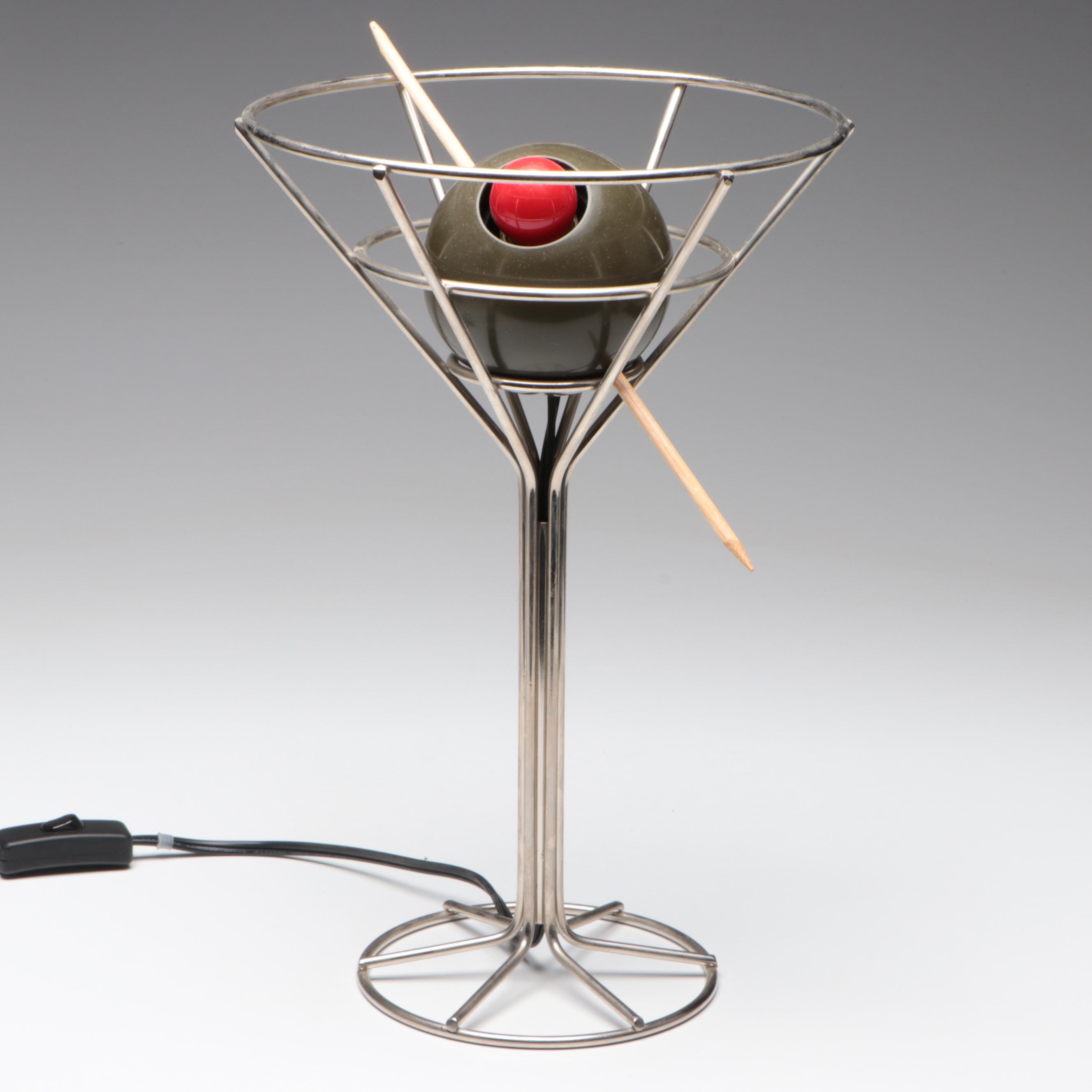 David Krys Oversized Martini Glass With Olive Novelty Lamp, 1993