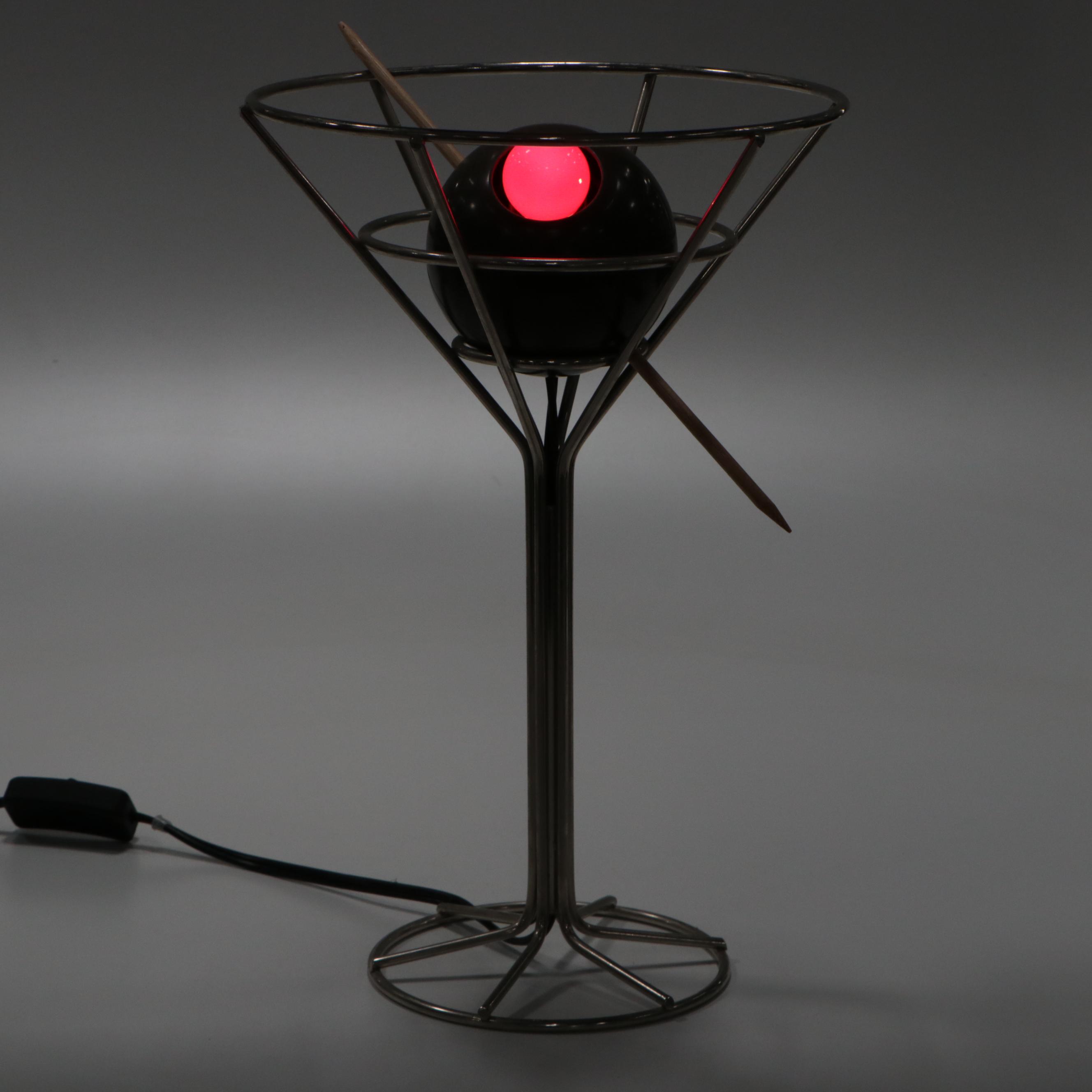 David Krys Oversized Martini Glass With Olive Novelty Lamp, 1993