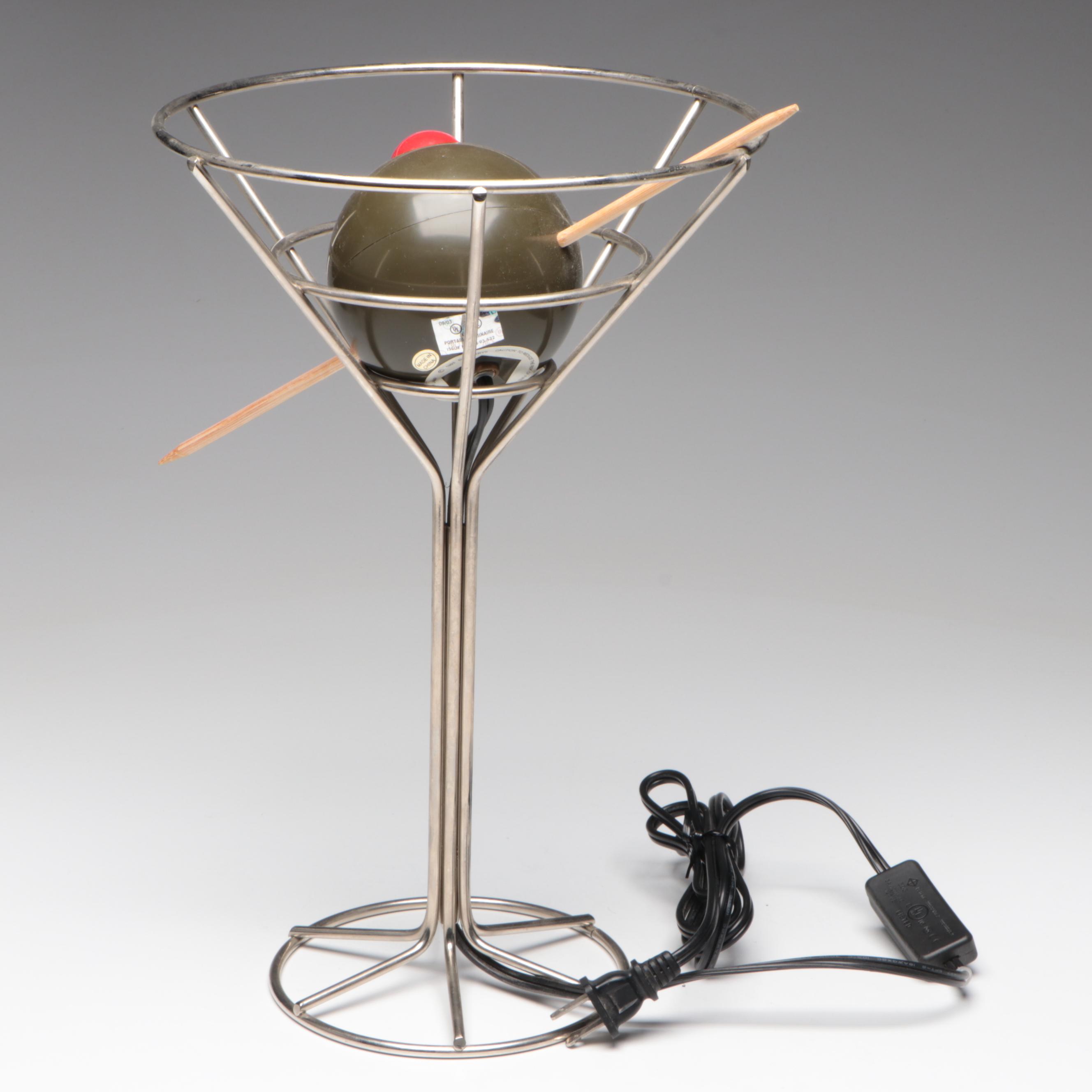 David Krys Oversized Martini Glass With Olive Novelty Lamp, 1993