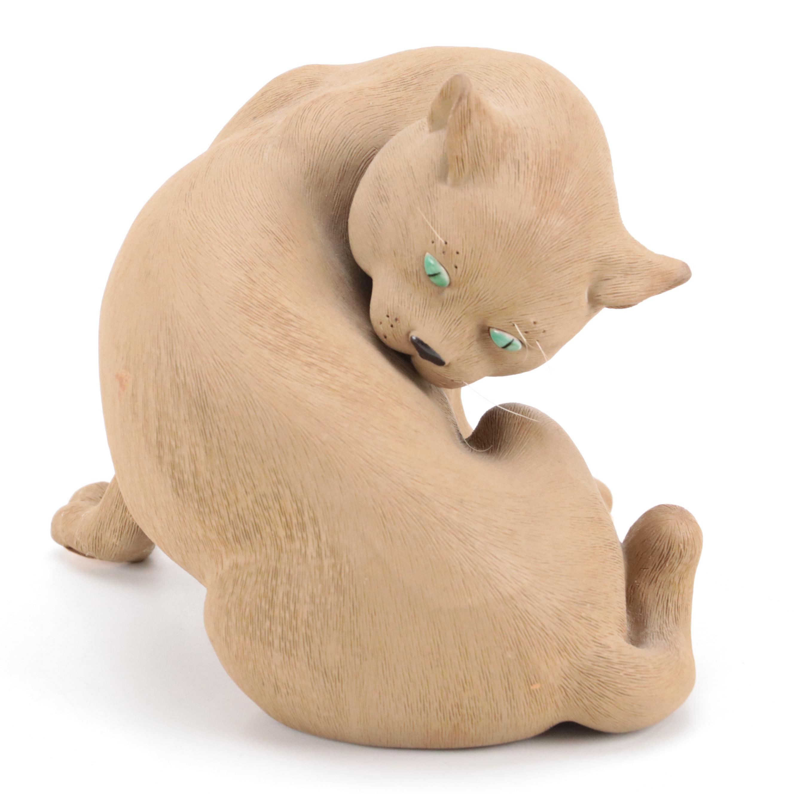 Bing & Grondahl Porcelain Siamese Cat Figurine with Other Glass and Ceramic Cats