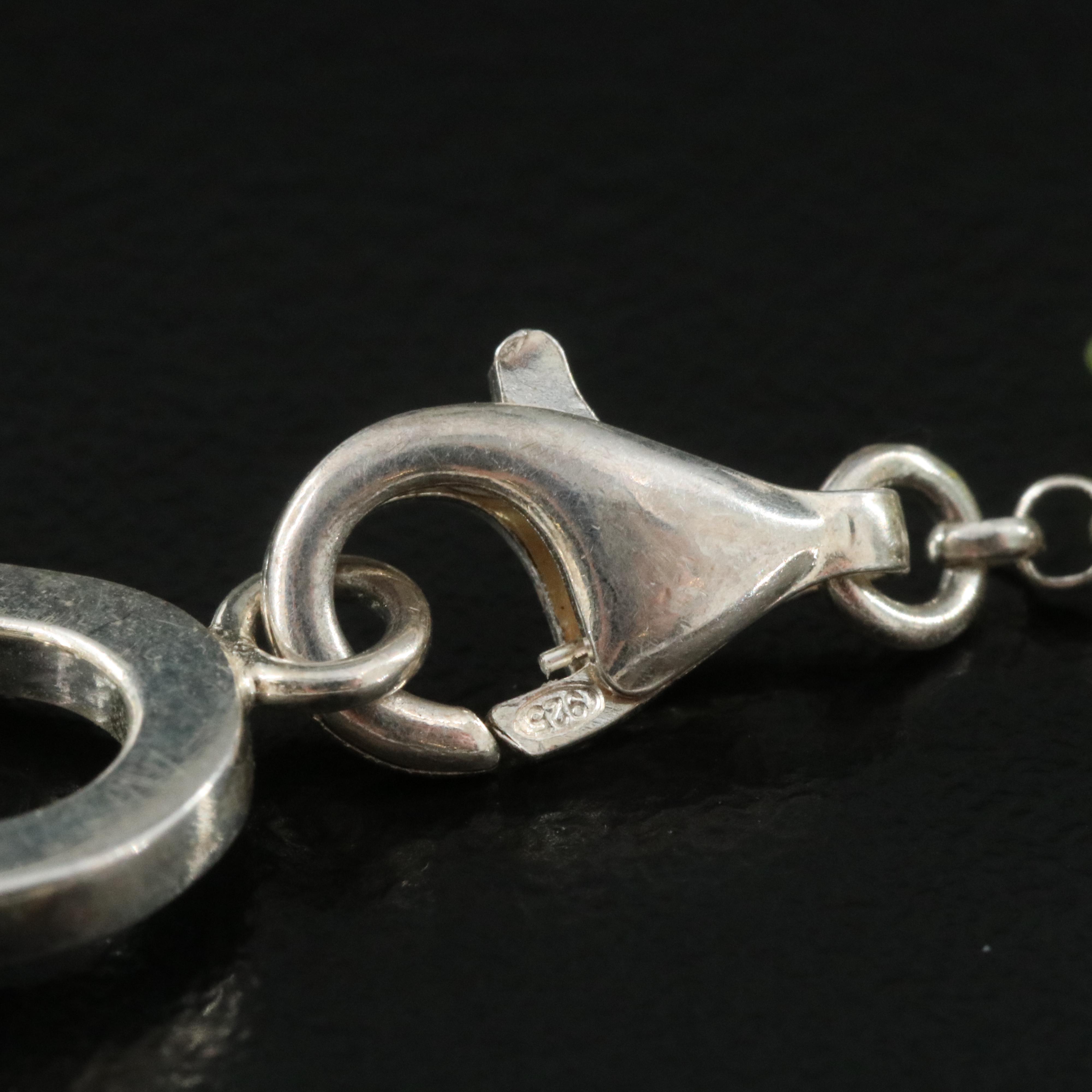 Sterling Aquamarine, Amethyst and Peridot Heart Station Bracelet