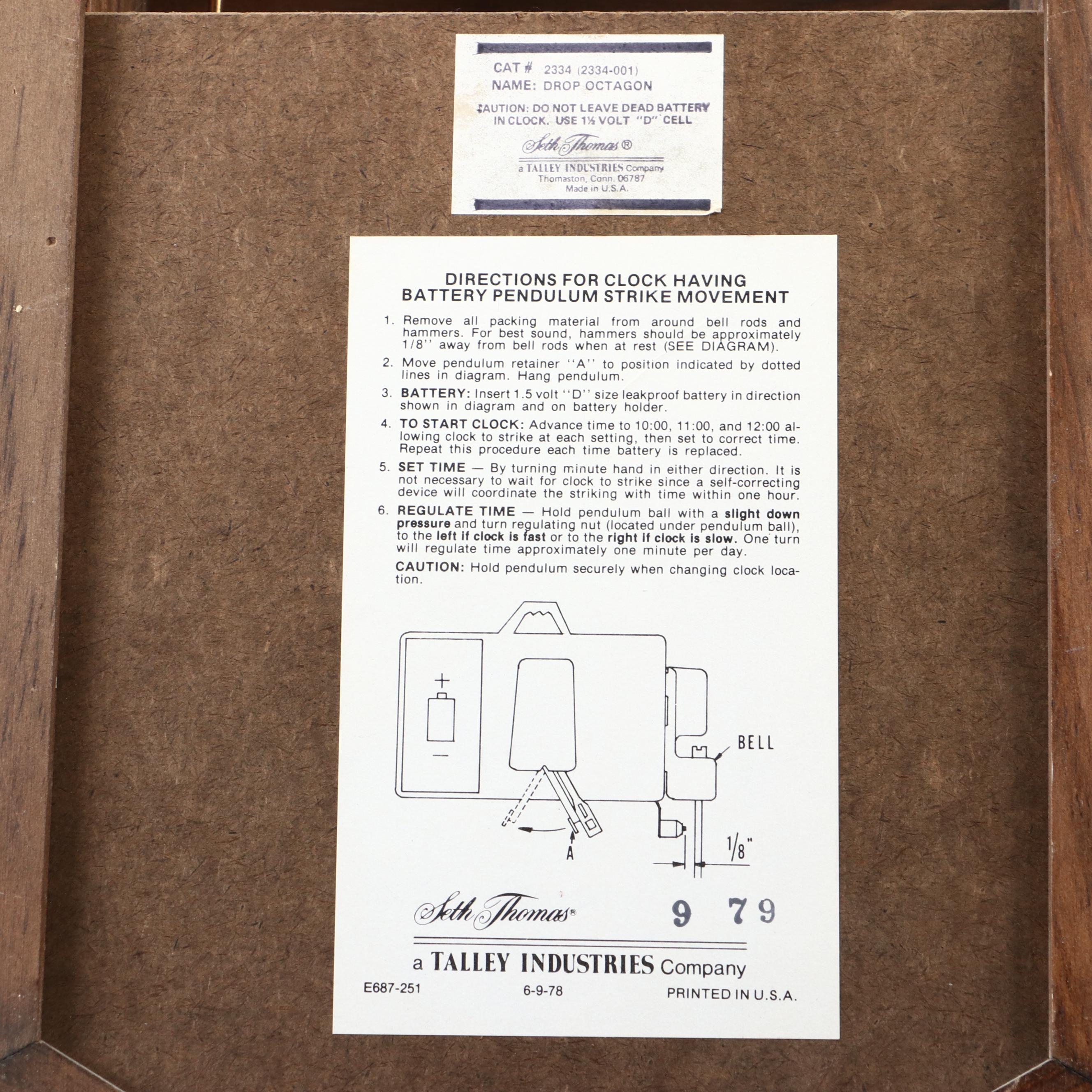 Seth Thomas by Talley "Drop Octagon" Wooden Wall Clock