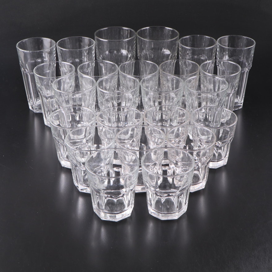 Anchor Hocking "Bistro" and Libbey "Gibraltar Clear" Glass Drinkware