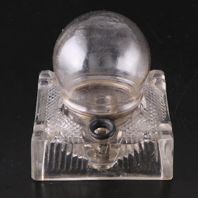 Pressed Glass Gravity Feed Inkwell, 1905-1925