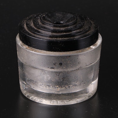 Sengbusch Glass Self-Closing Inkwell with Bakelite Lid, Early 20th Century