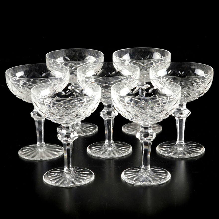 Waterford "Powerscourt" Crystal Champagne Coupes/Tall Sherbets, Set of Seven