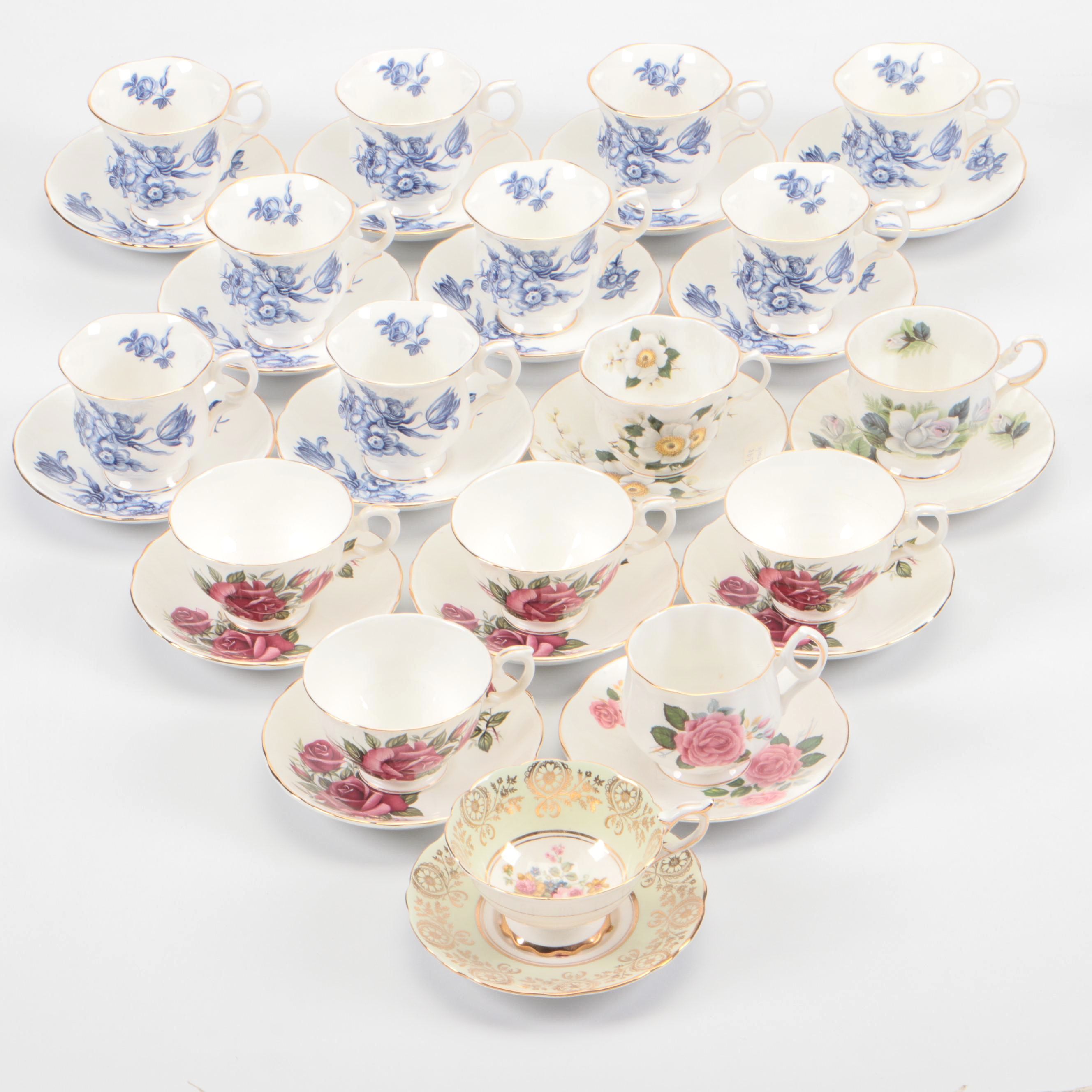 Crown Staffordshire and Royal Dover China English Bone China Teacups and Saucers