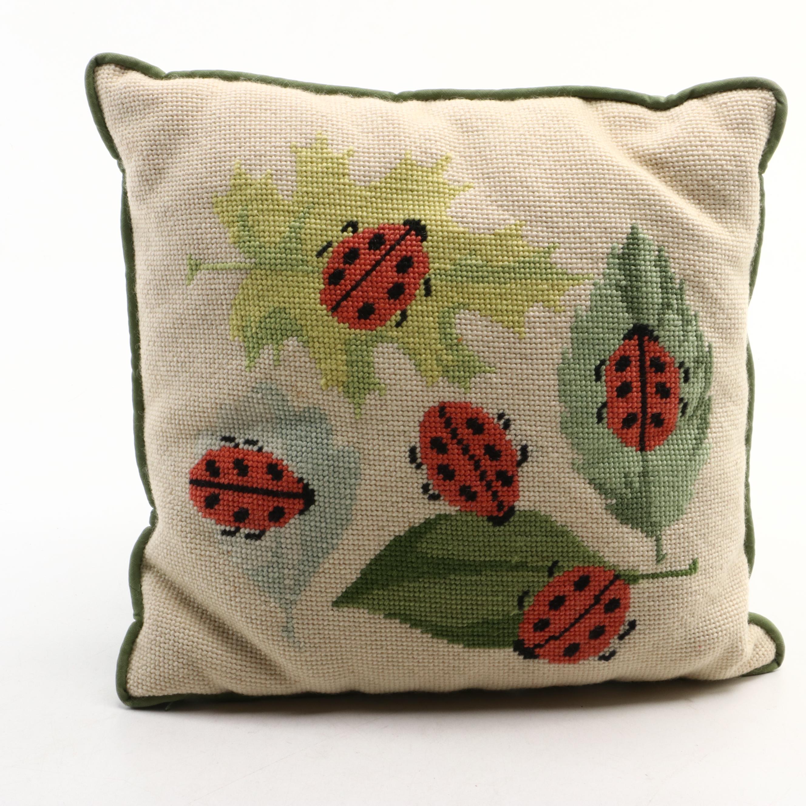 Handmade Needlepoint Throw Pillows with Animal and Floral Motifs
