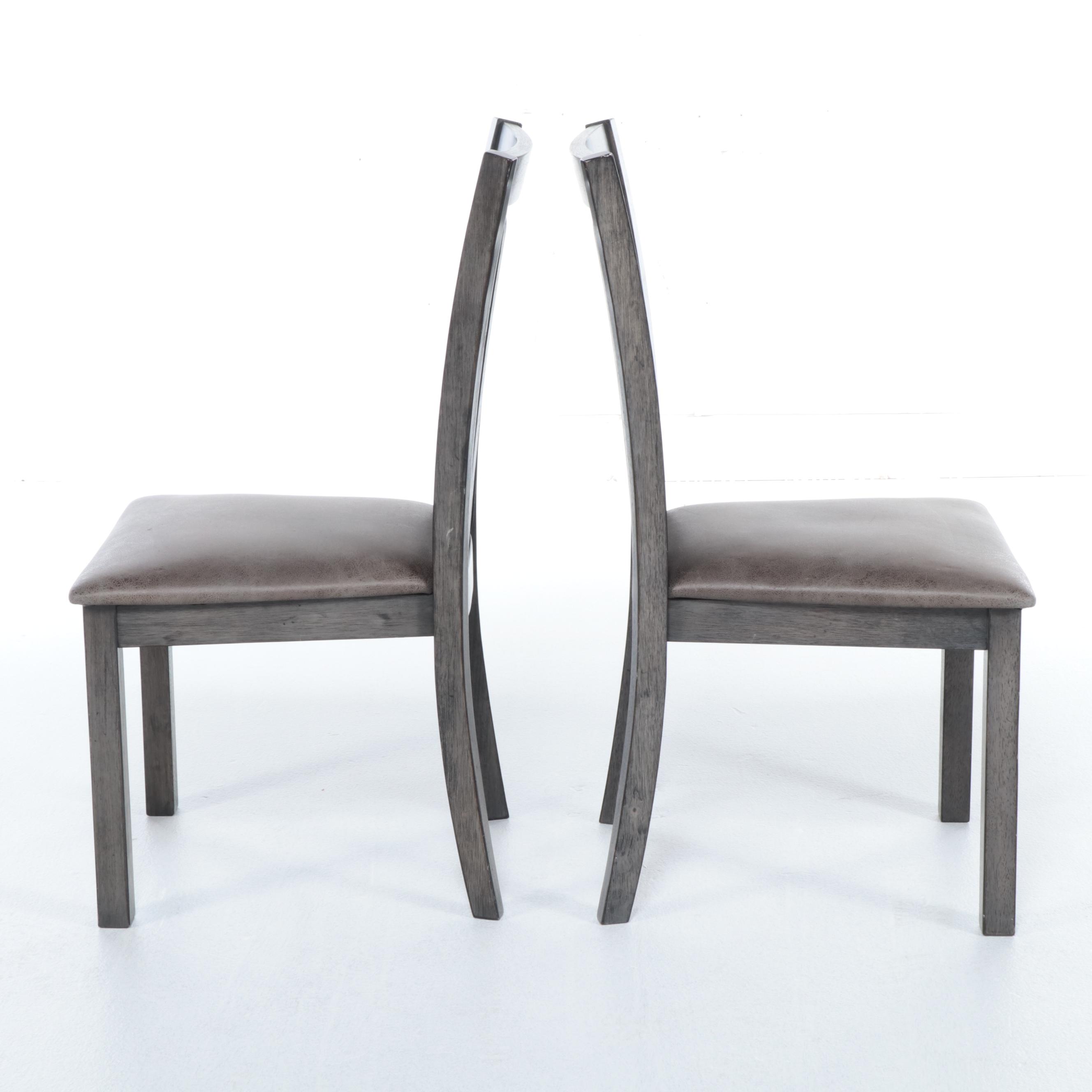 Set of Four Modern Style Ladder Back Chairs with Upholstered Seats