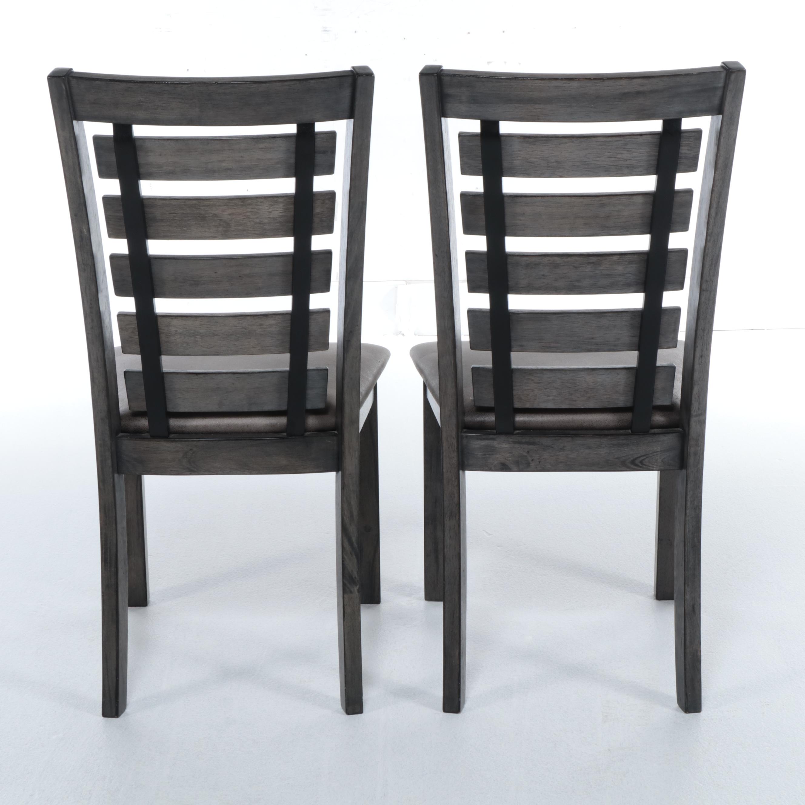 Set of Four Modern Style Ladder Back Chairs with Upholstered Seats