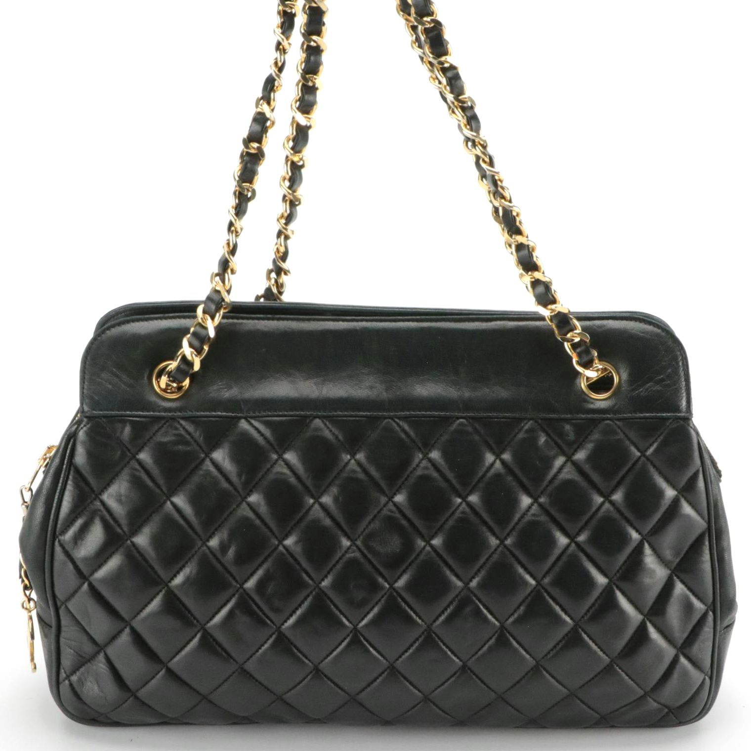 Chanel Large Matelassé Lambskin Leather Interwoven Chain Shoulder Bag, 1989–91