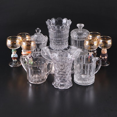 Goebel Hummel Roemer Glasses with  Fostoria "Coin" and Other Tableware
