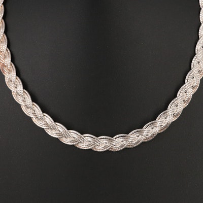Italian Milor Sterling Triple Strand Braided Necklace