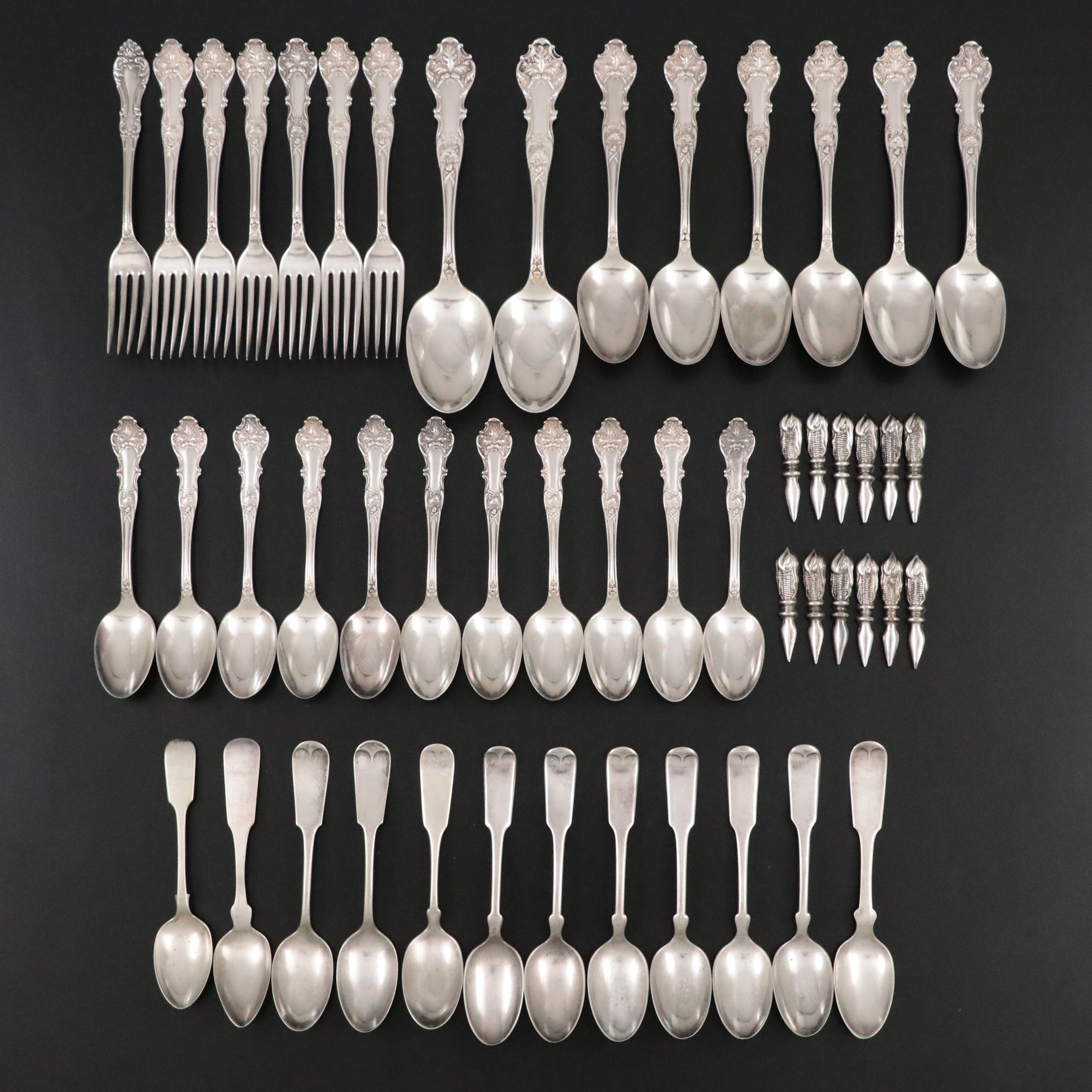 Rogers Bros "Charter Oak" Silver Plate Flatware with Other Silver Plate Flatware