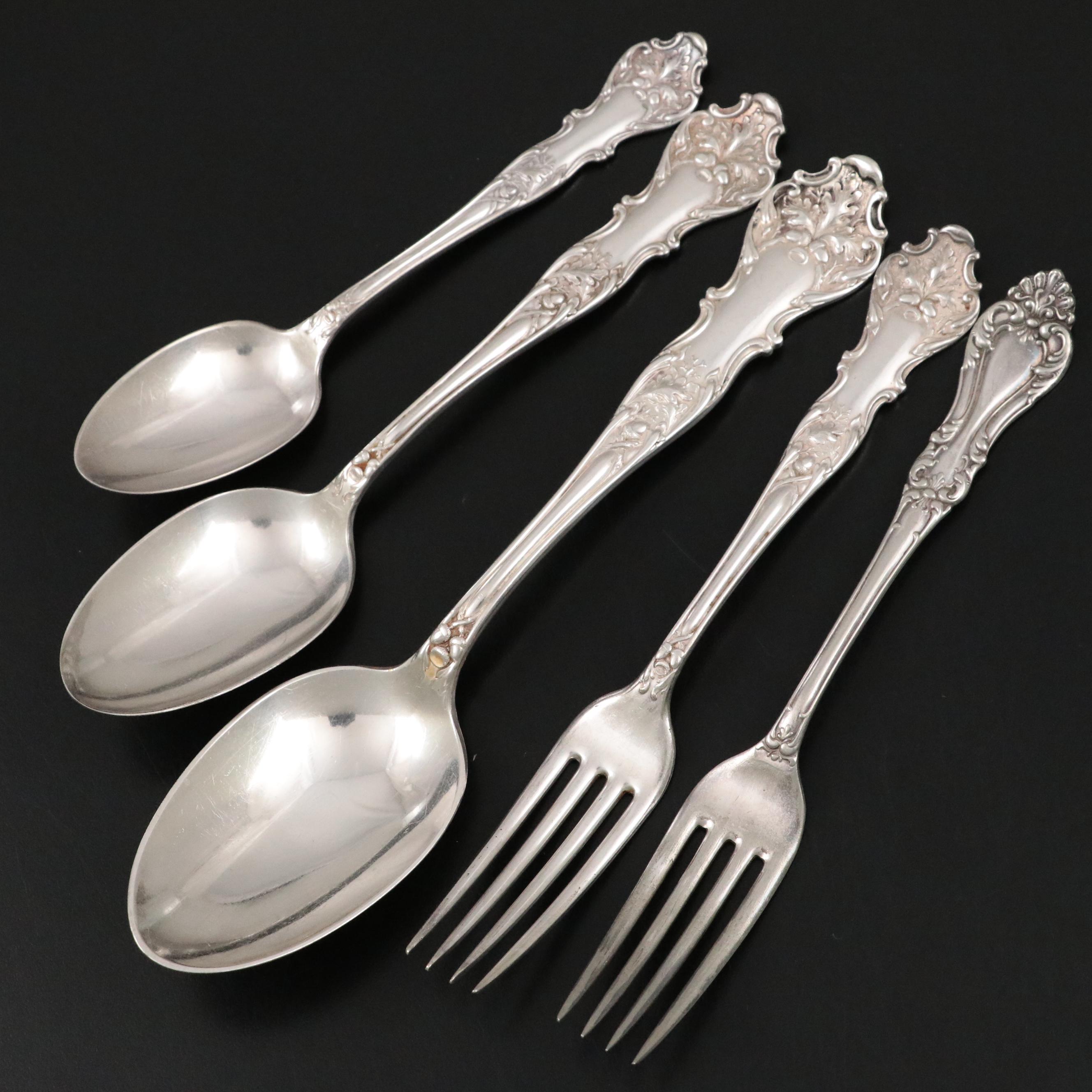 Rogers Bros "Charter Oak" Silver Plate Flatware with Other Silver Plate Flatware