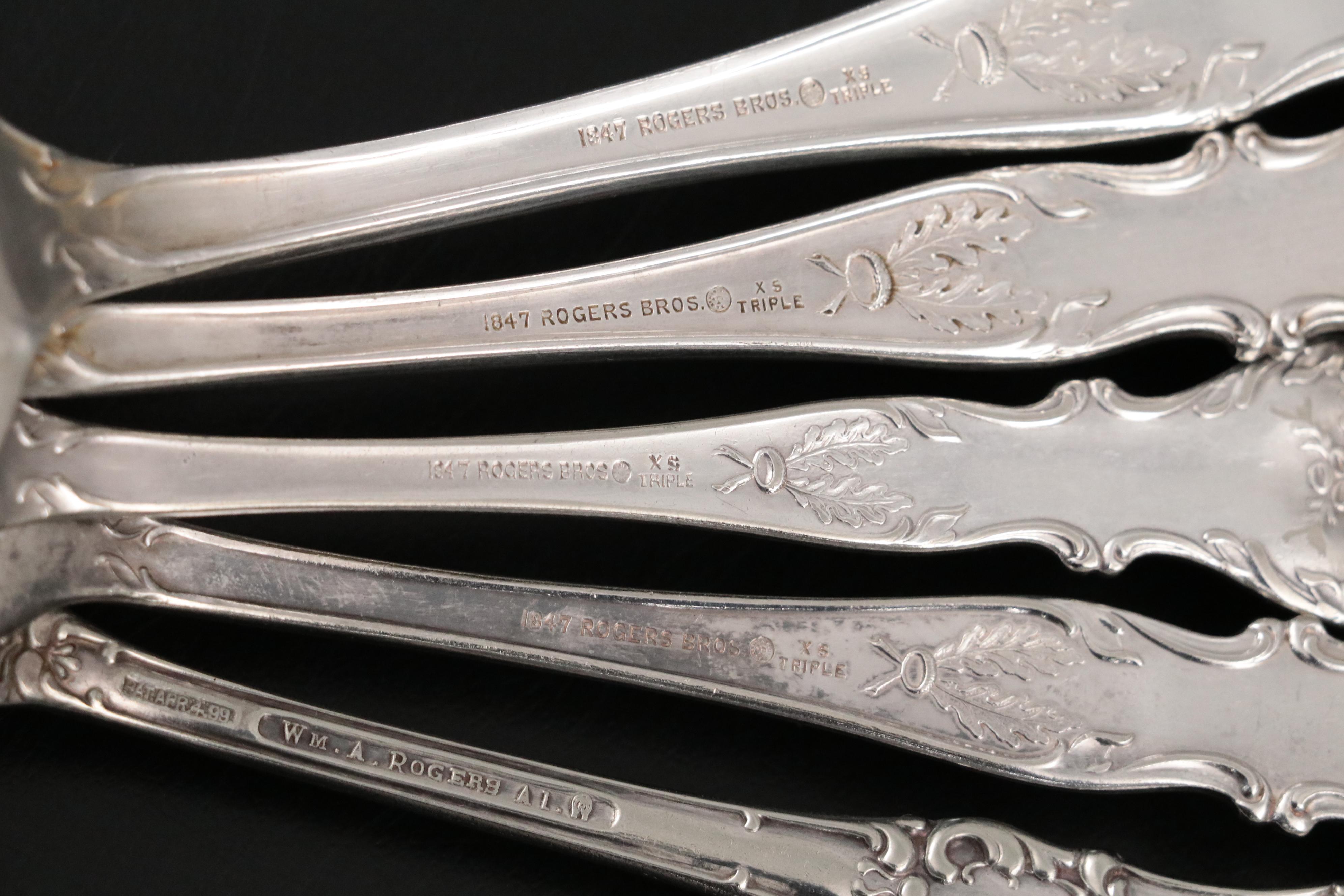 Rogers Bros "Charter Oak" Silver Plate Flatware with Other Silver Plate Flatware