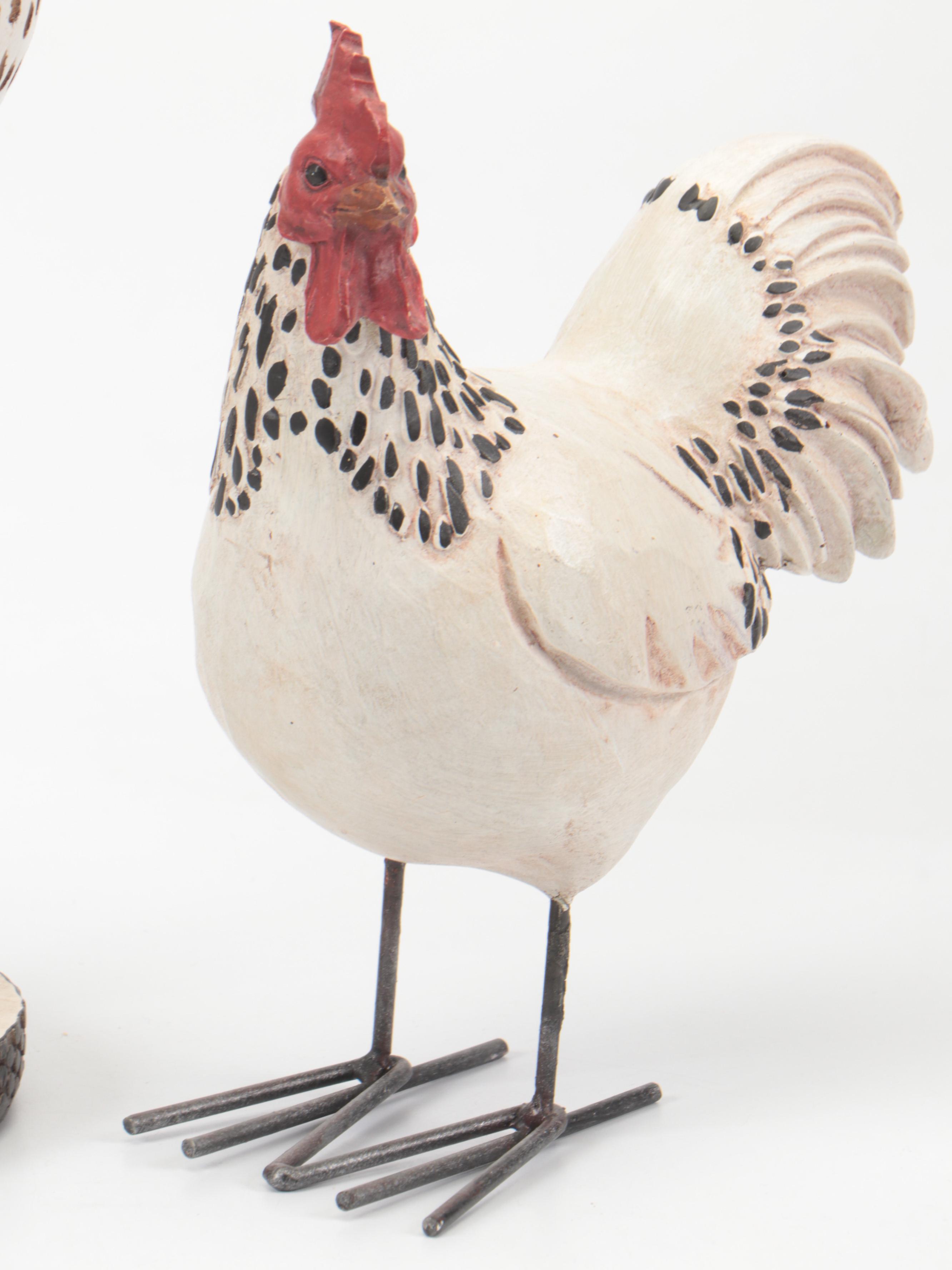 Hobby Lobby Folk Art Style Resin Rooster Figurines