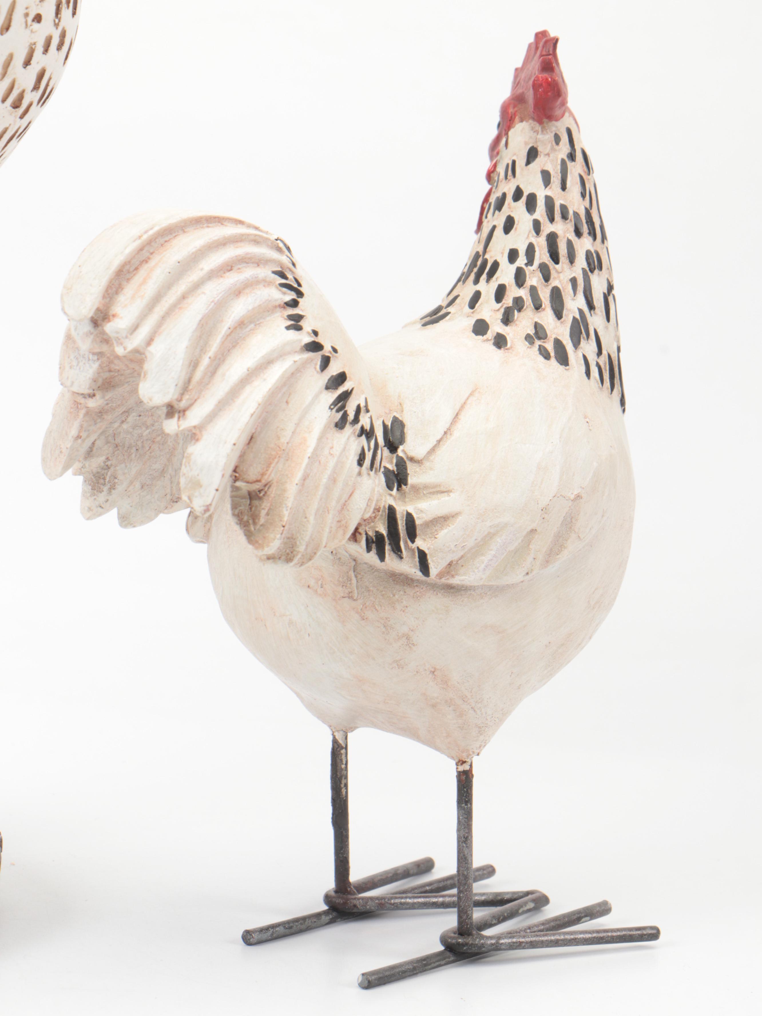 Hobby Lobby Folk Art Style Resin Rooster Figurines