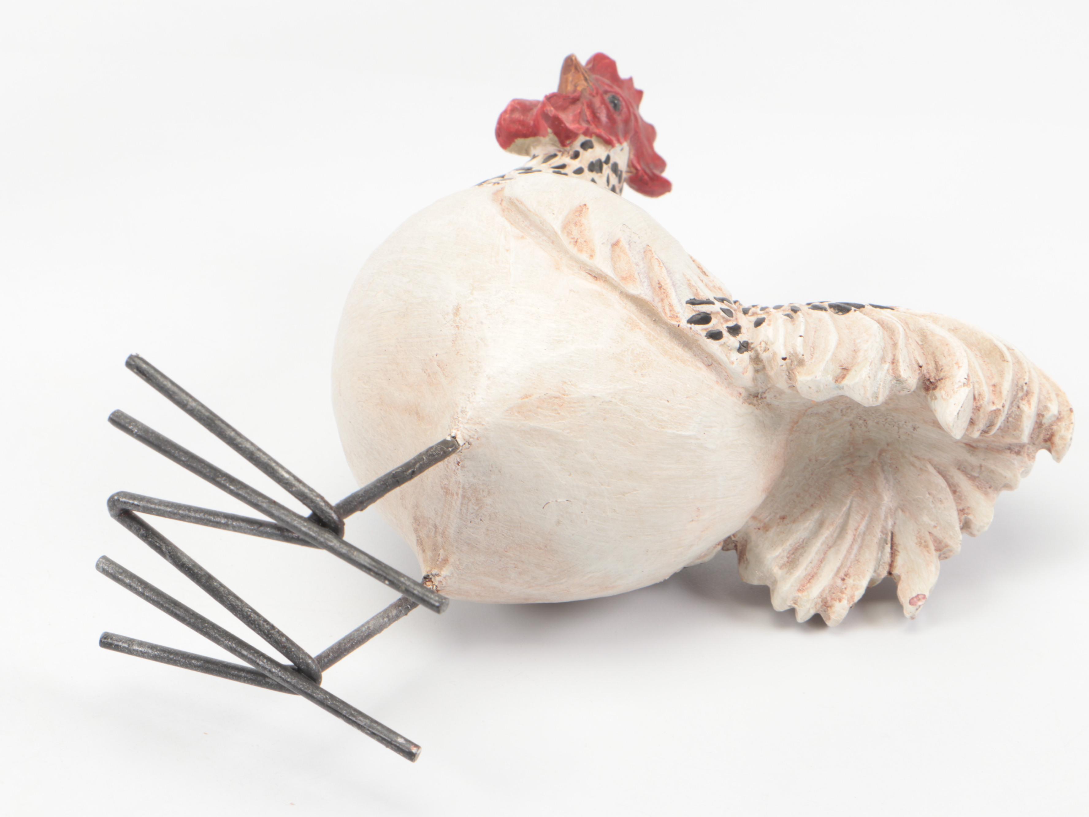 Hobby Lobby Folk Art Style Resin Rooster Figurines