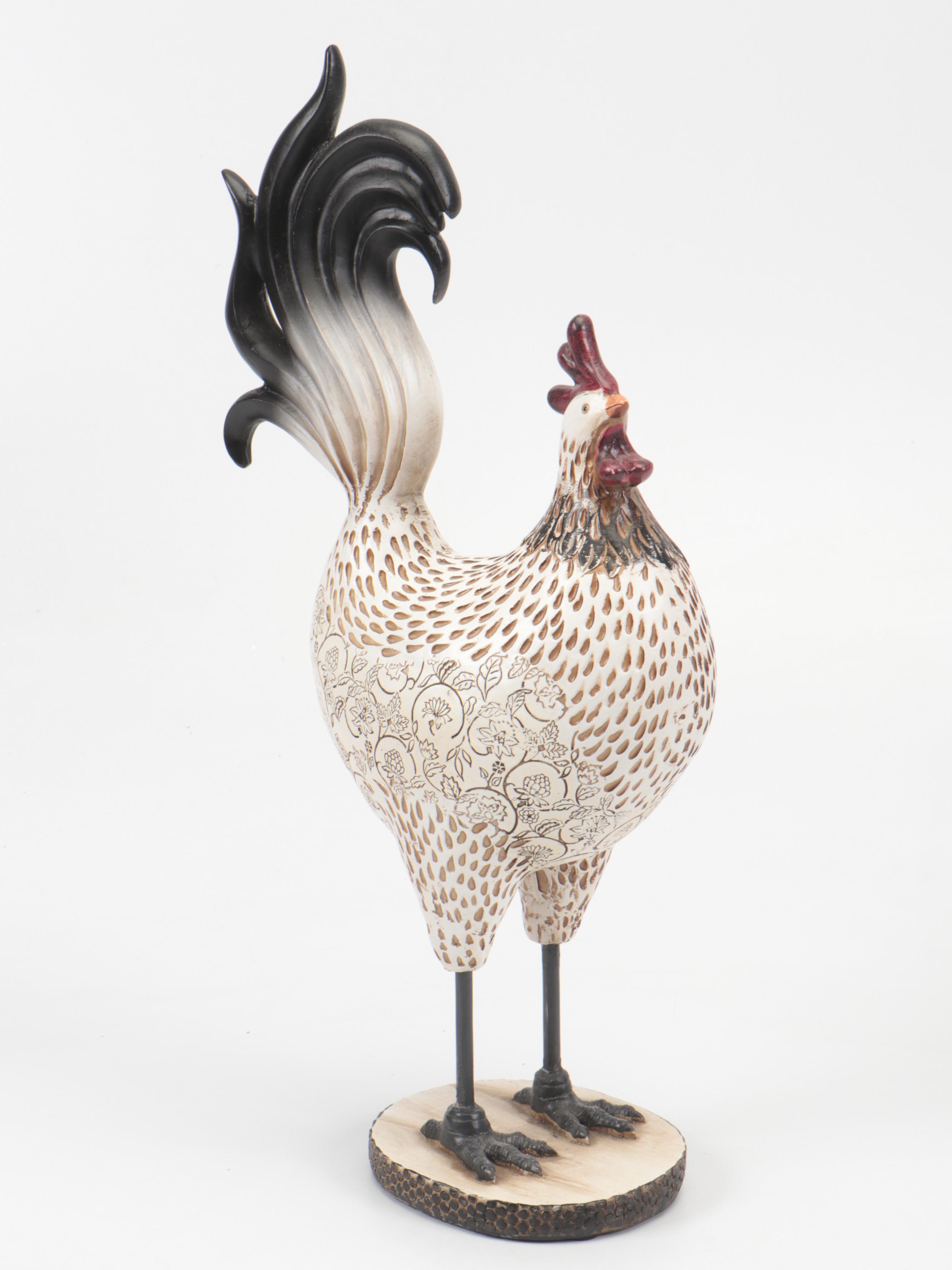 Hobby Lobby Folk Art Style Resin Rooster Figurines