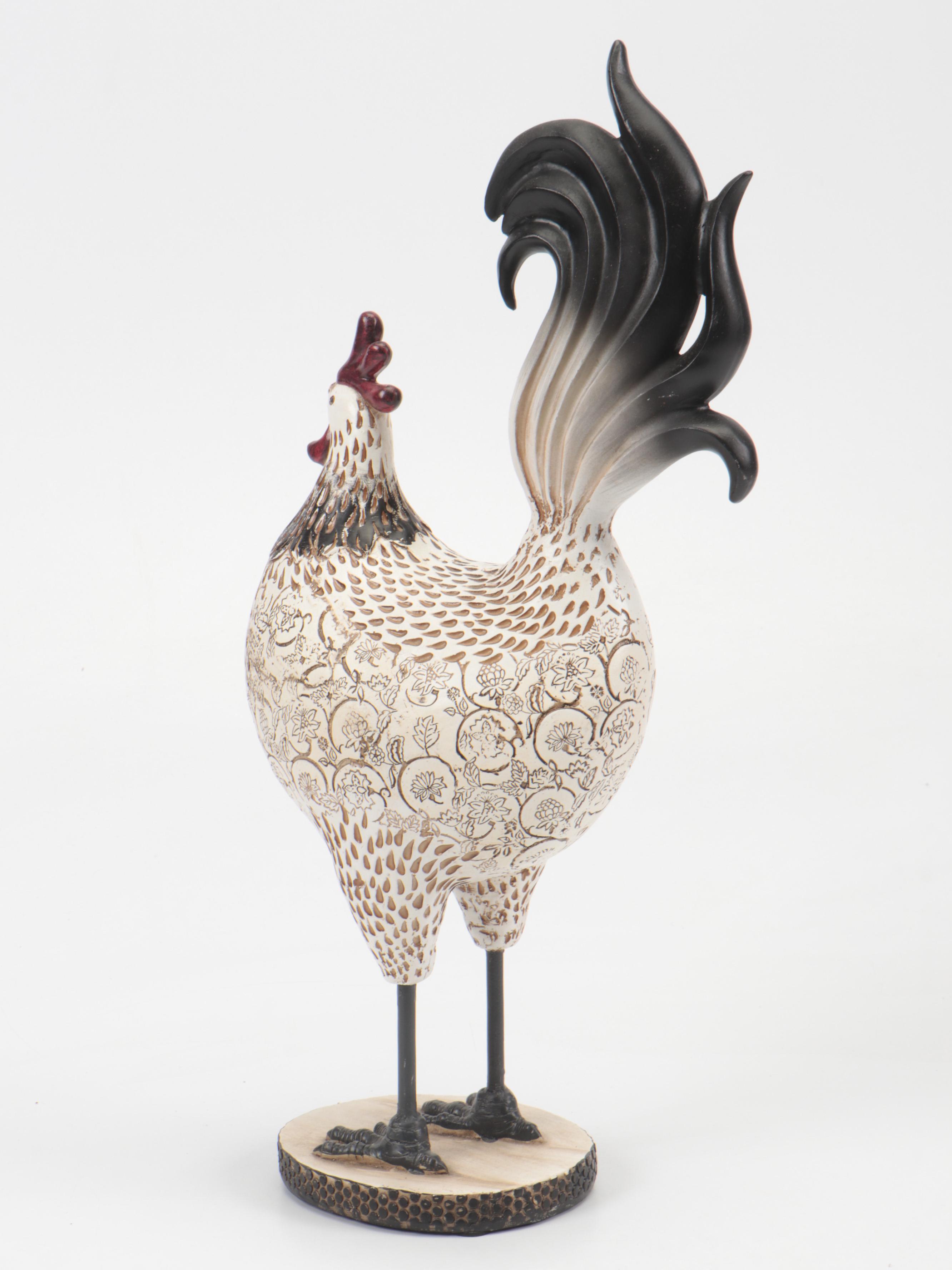 Hobby Lobby Folk Art Style Resin Rooster Figurines