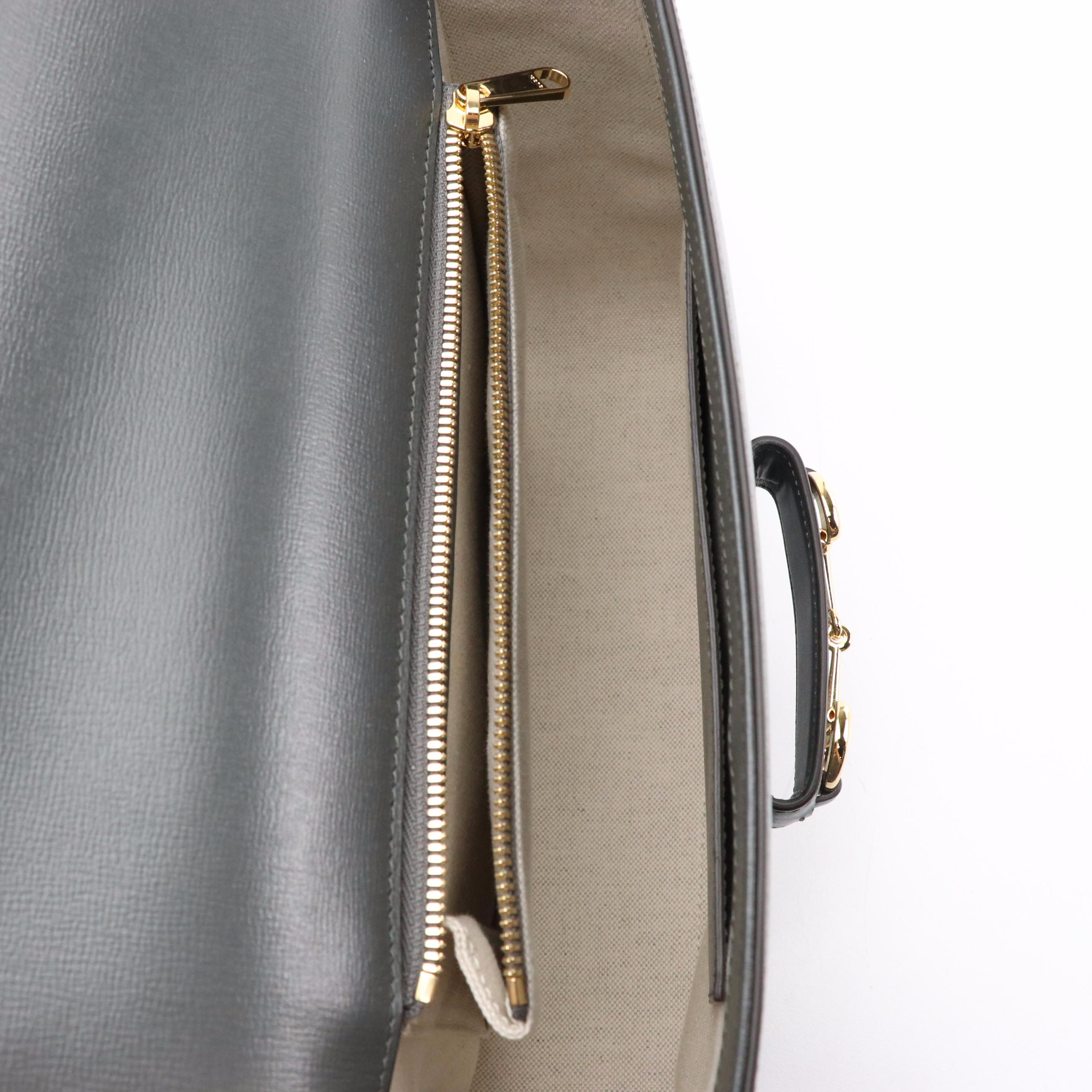 Gucci Horsebit 1955 Large Shoulder Bag in Textured Leather with Web Strap