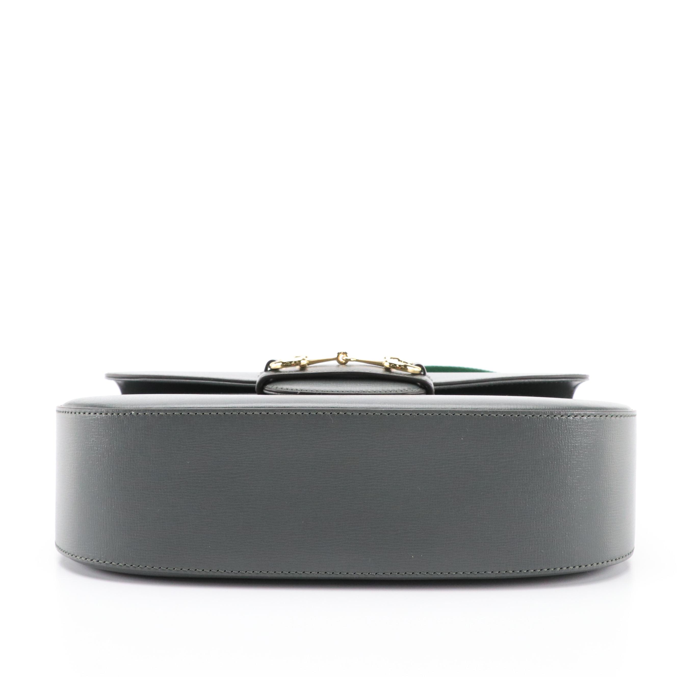 Gucci Horsebit 1955 Large Shoulder Bag in Textured Leather with Web Strap