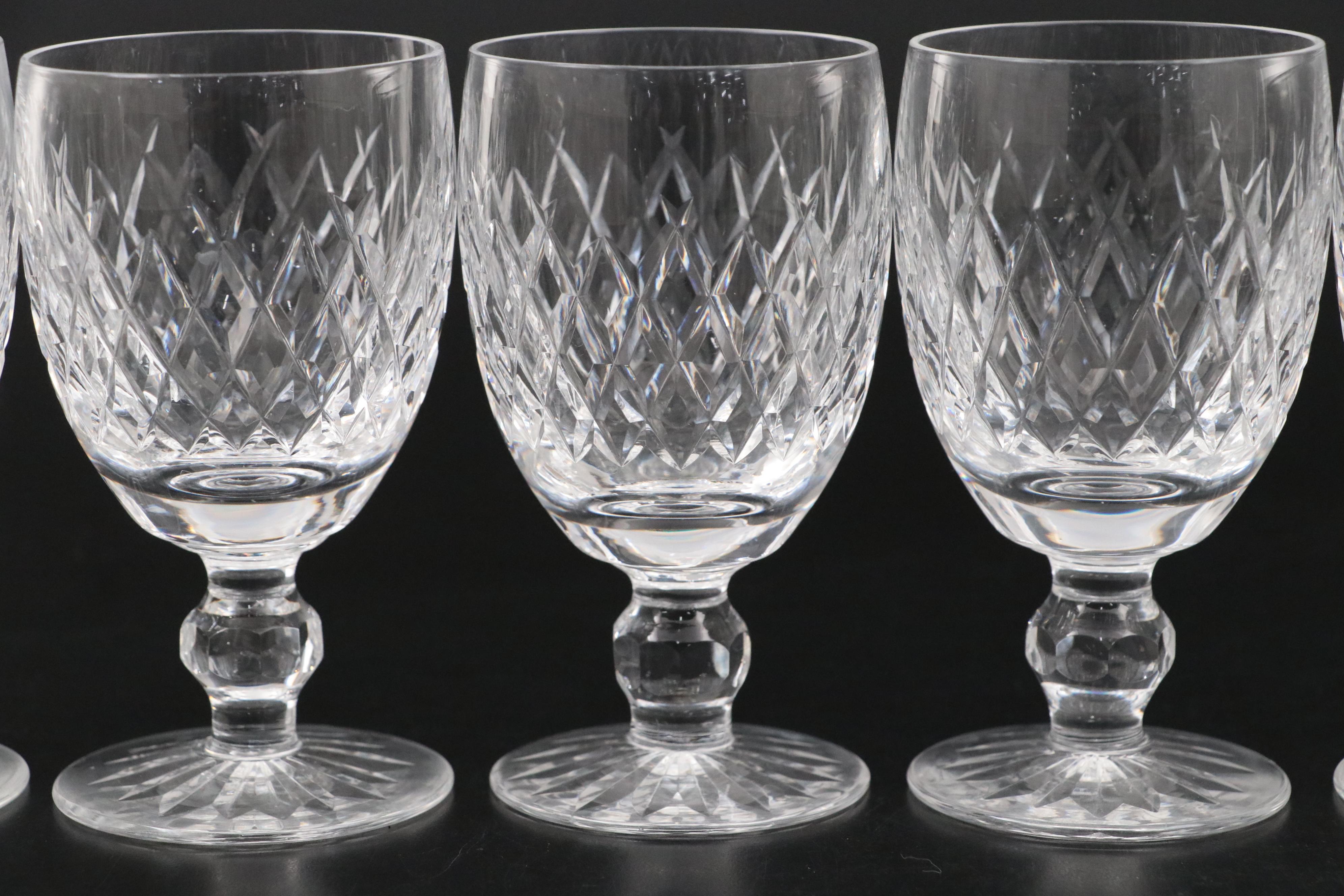 Waterford Crystal "Boyne" Claret Glasses, Mid to Late 20th Century
