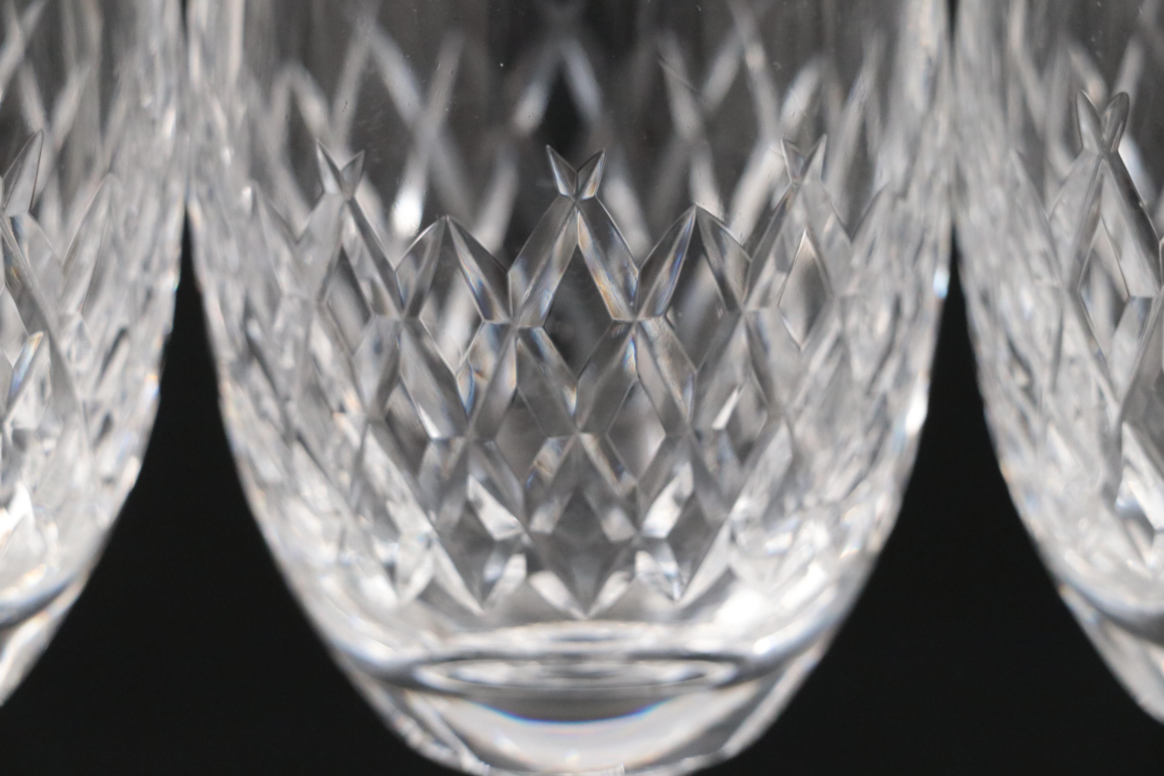 Waterford Crystal "Boyne" Claret Glasses, Mid to Late 20th Century