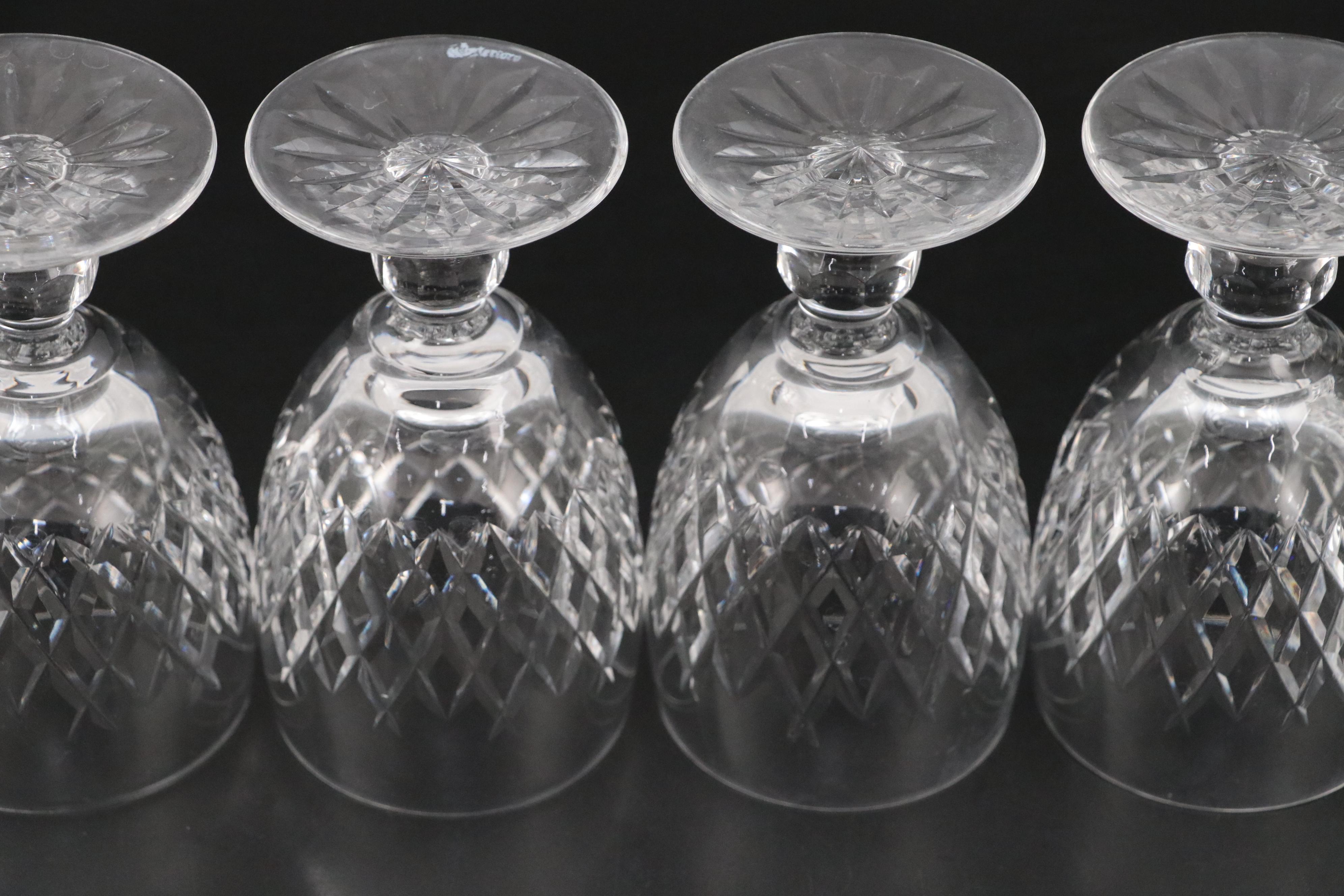 Waterford Crystal "Boyne" Claret Glasses, Mid to Late 20th Century