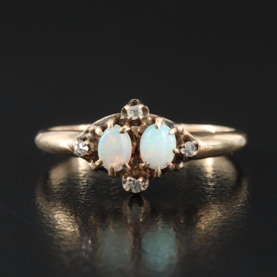 Antique 10K Opal and Diamond Ring