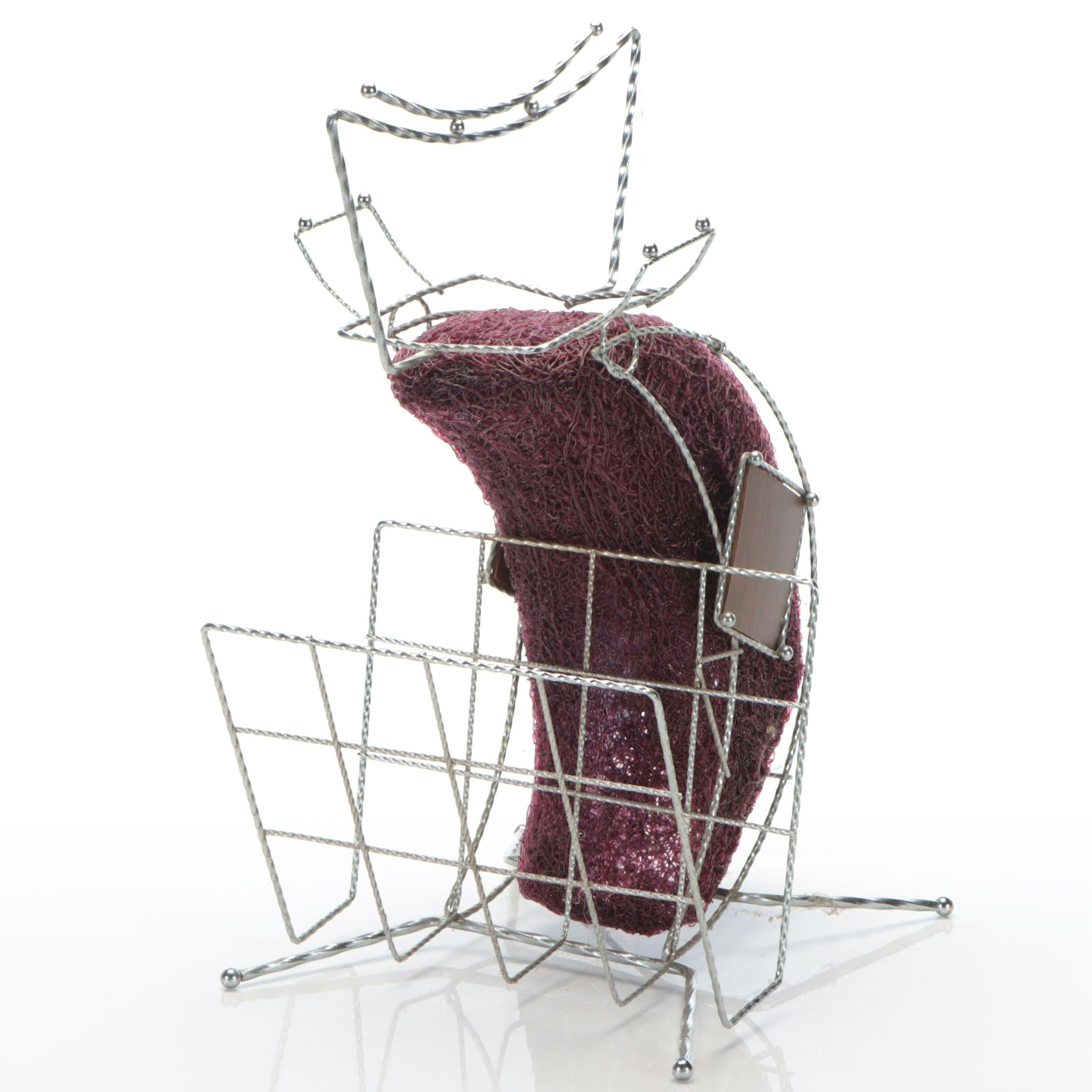 Metal Combination Smoking Stand and Magazine Rack with Moon Spaghetti Lamp