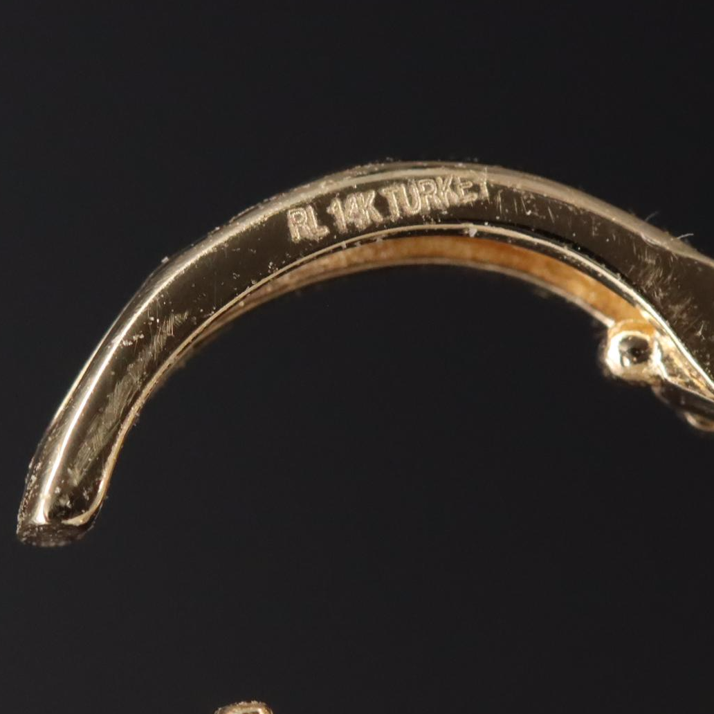 14K Huggie Earrings with Heart Charms