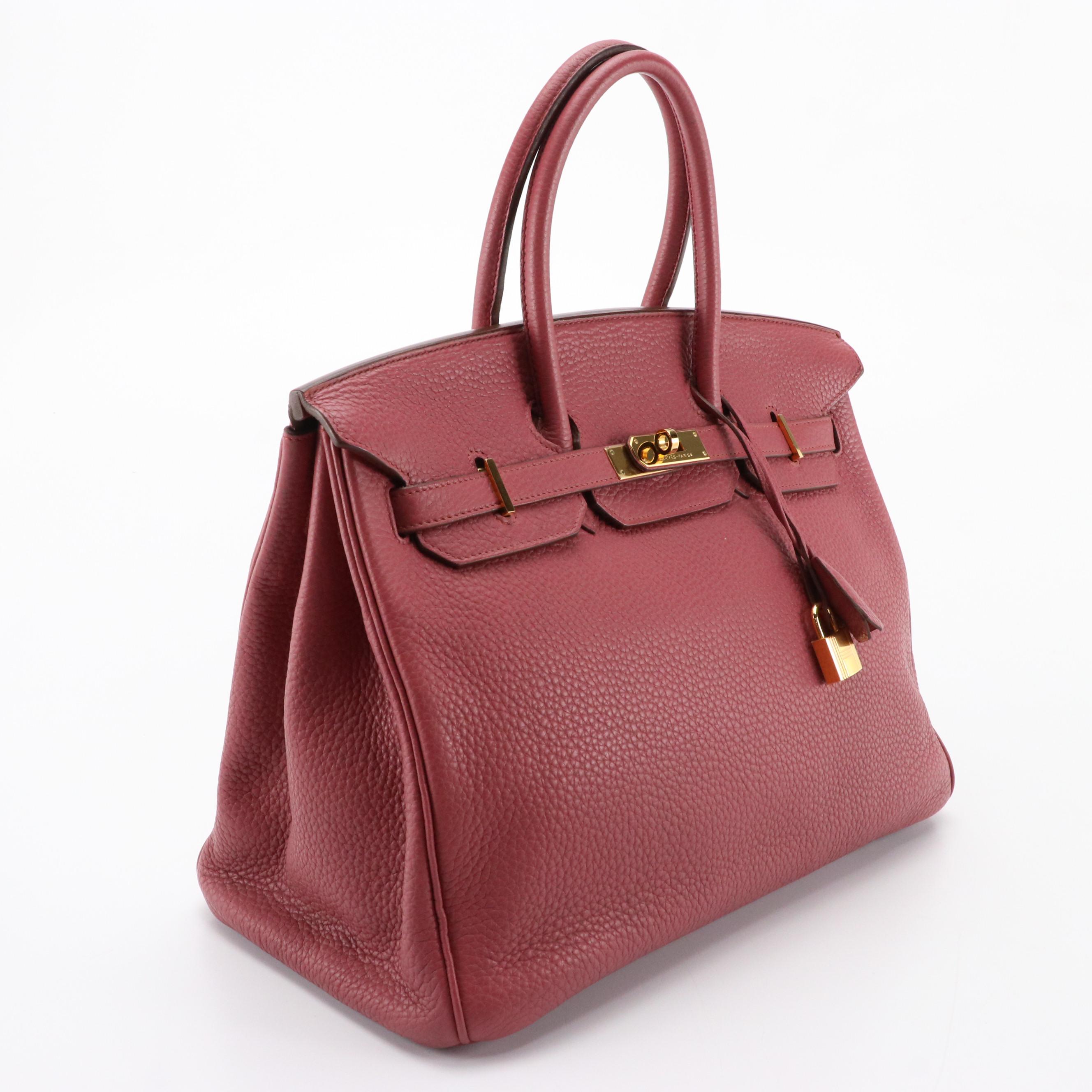 Hermès Birkin 35 Satchel in Bois de Rose Clémence Leather with Gold Hardware