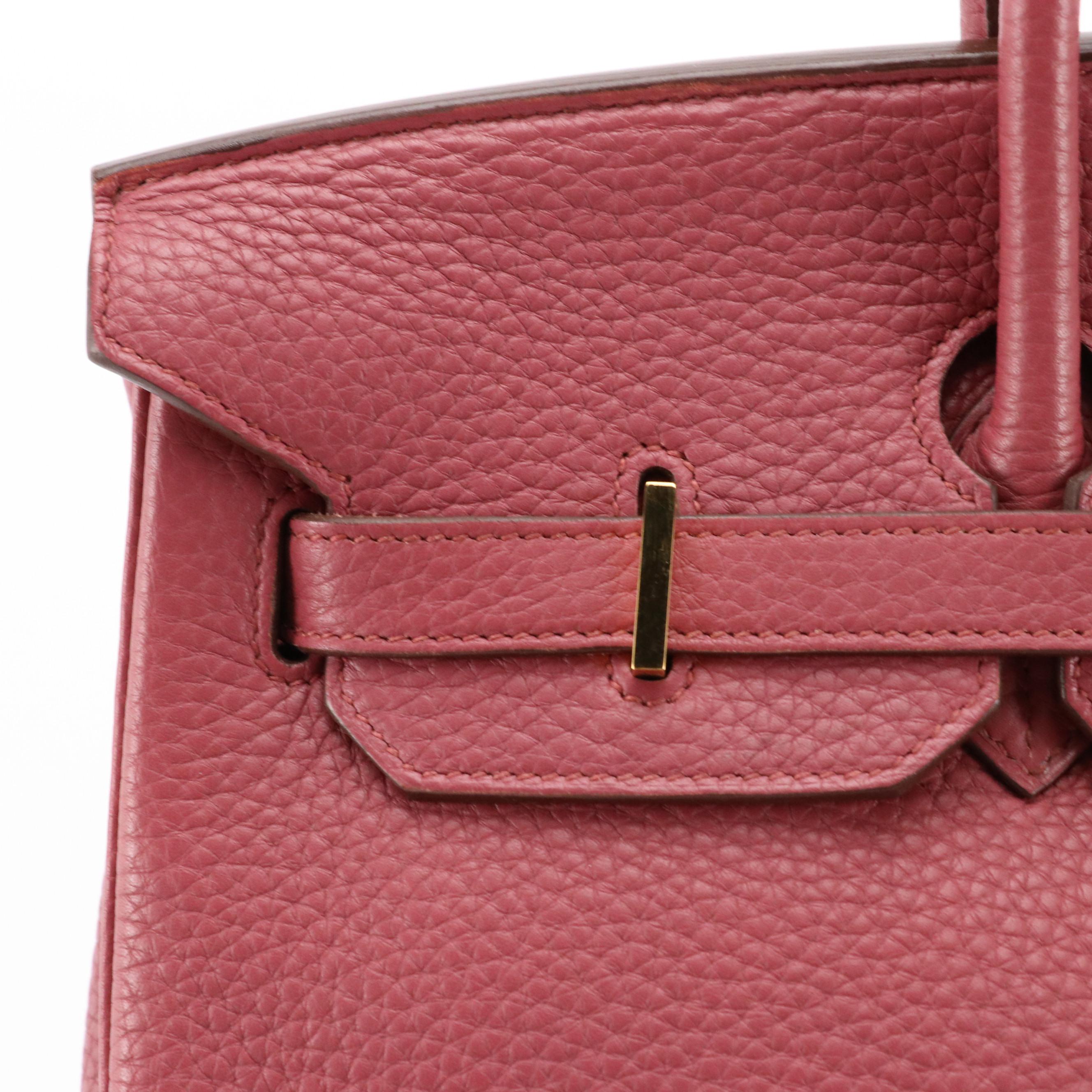 Hermès Birkin 35 Satchel in Bois de Rose Clémence Leather with Gold Hardware