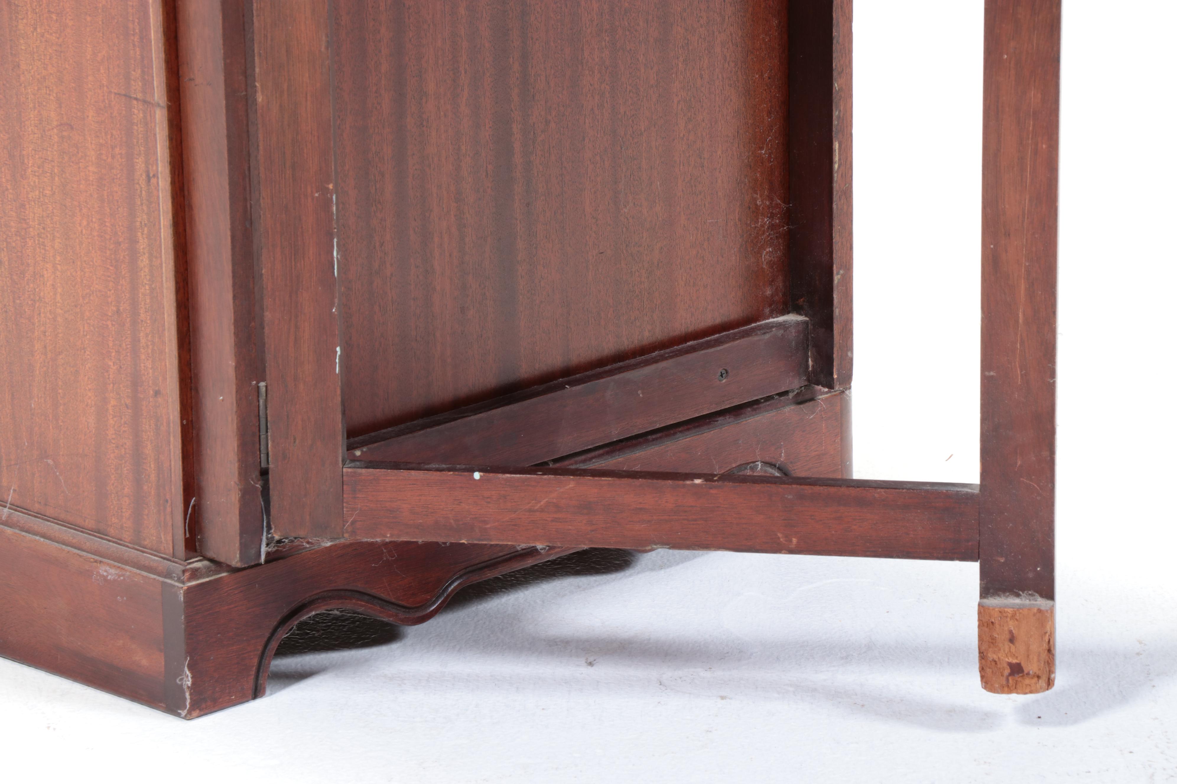 French Provincial Style Mahogany Two-Drawer File Cabinet with Drop Leaf