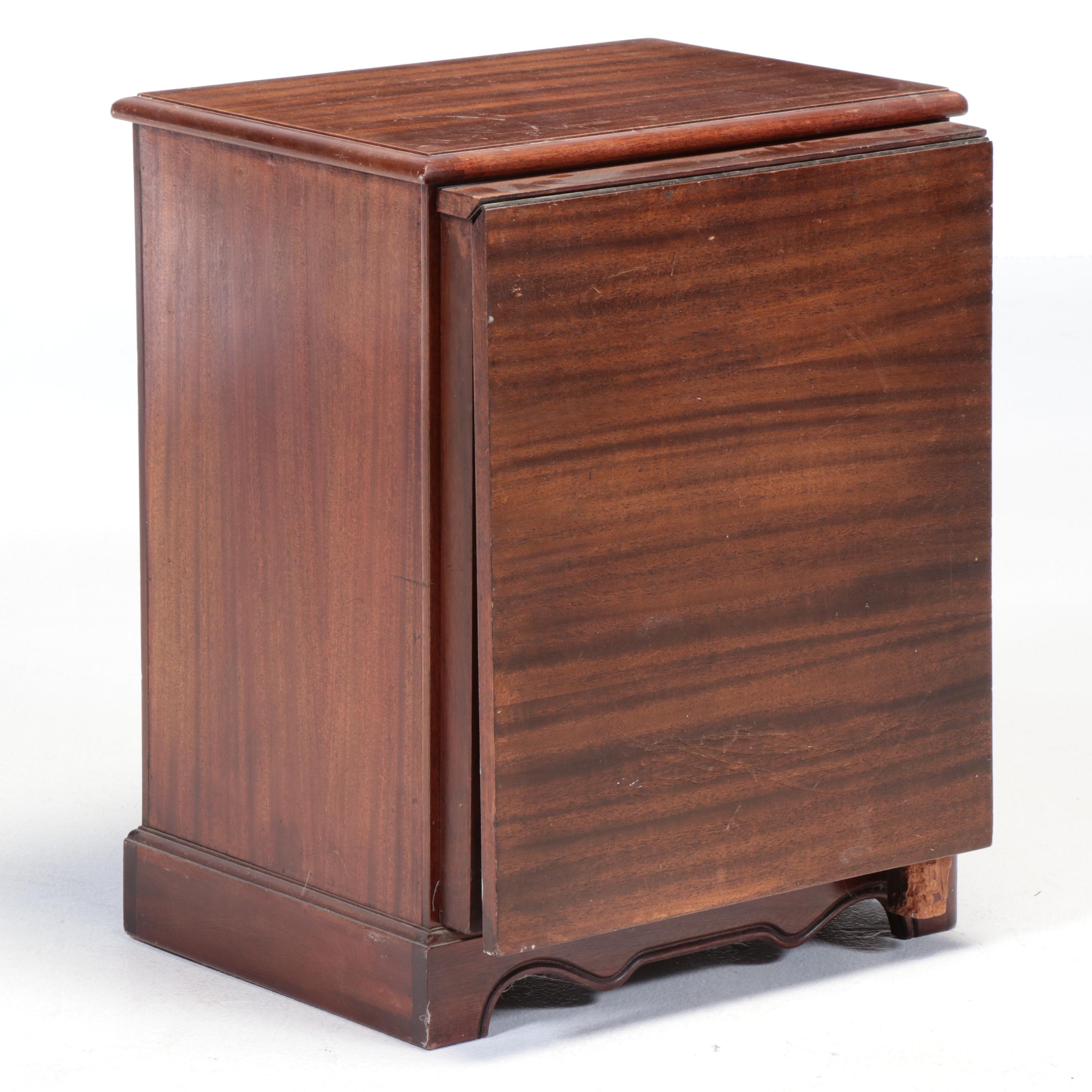 French Provincial Style Mahogany Two-Drawer File Cabinet with Drop Leaf