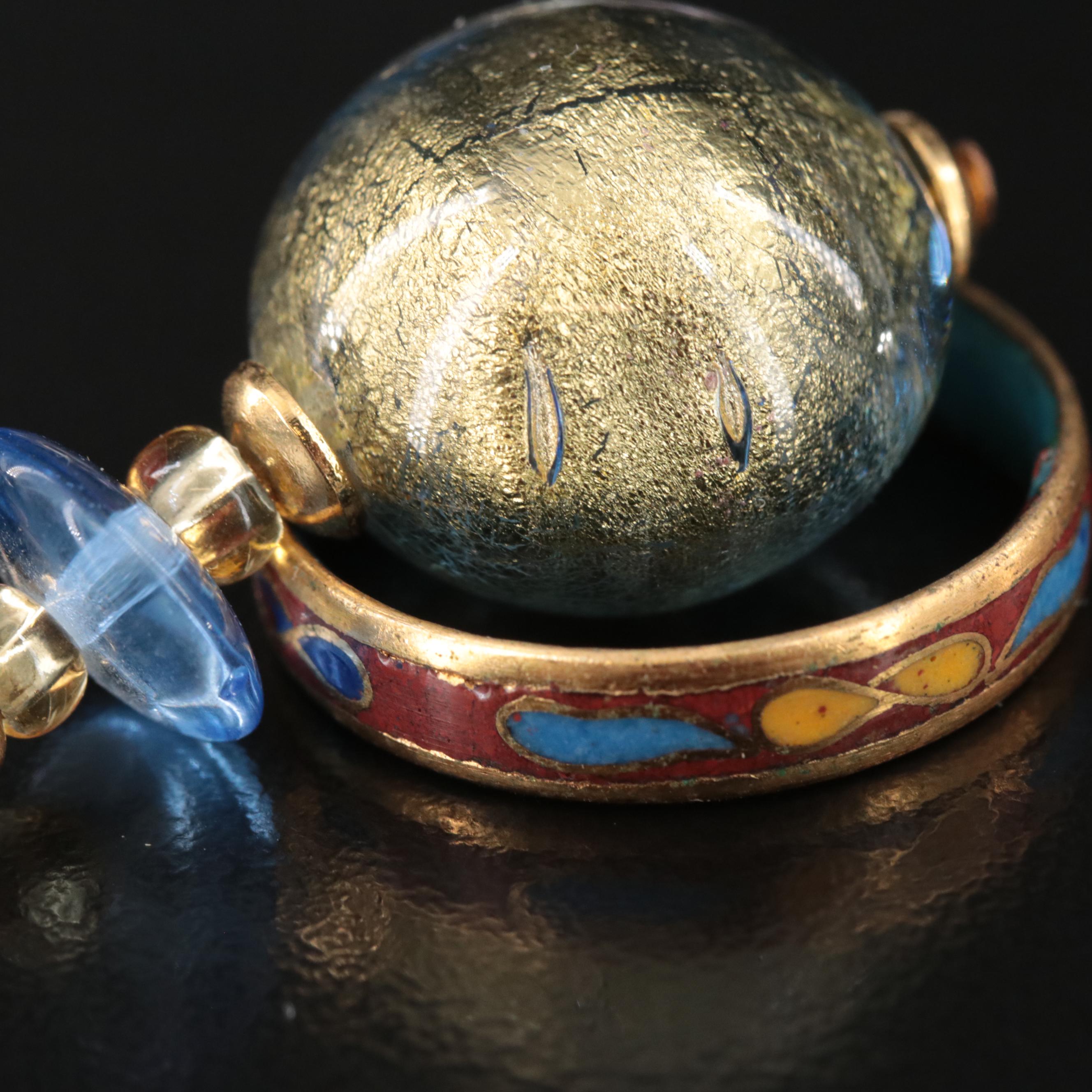 Sterling Gemstone Rings, Enamel Band and Art Glass Earrings