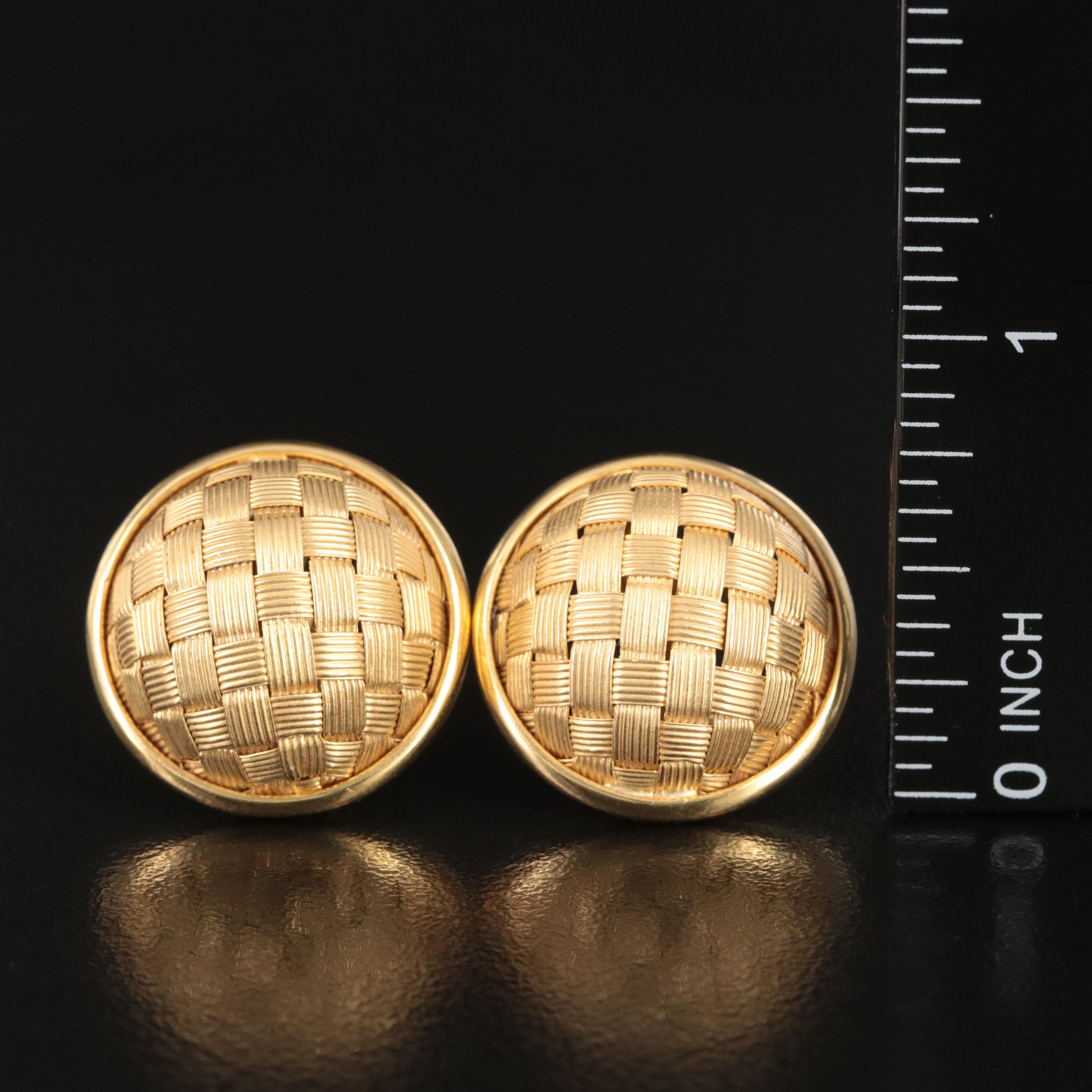 Andrea Candela 14K Basketweave Dome Earrings EBTH